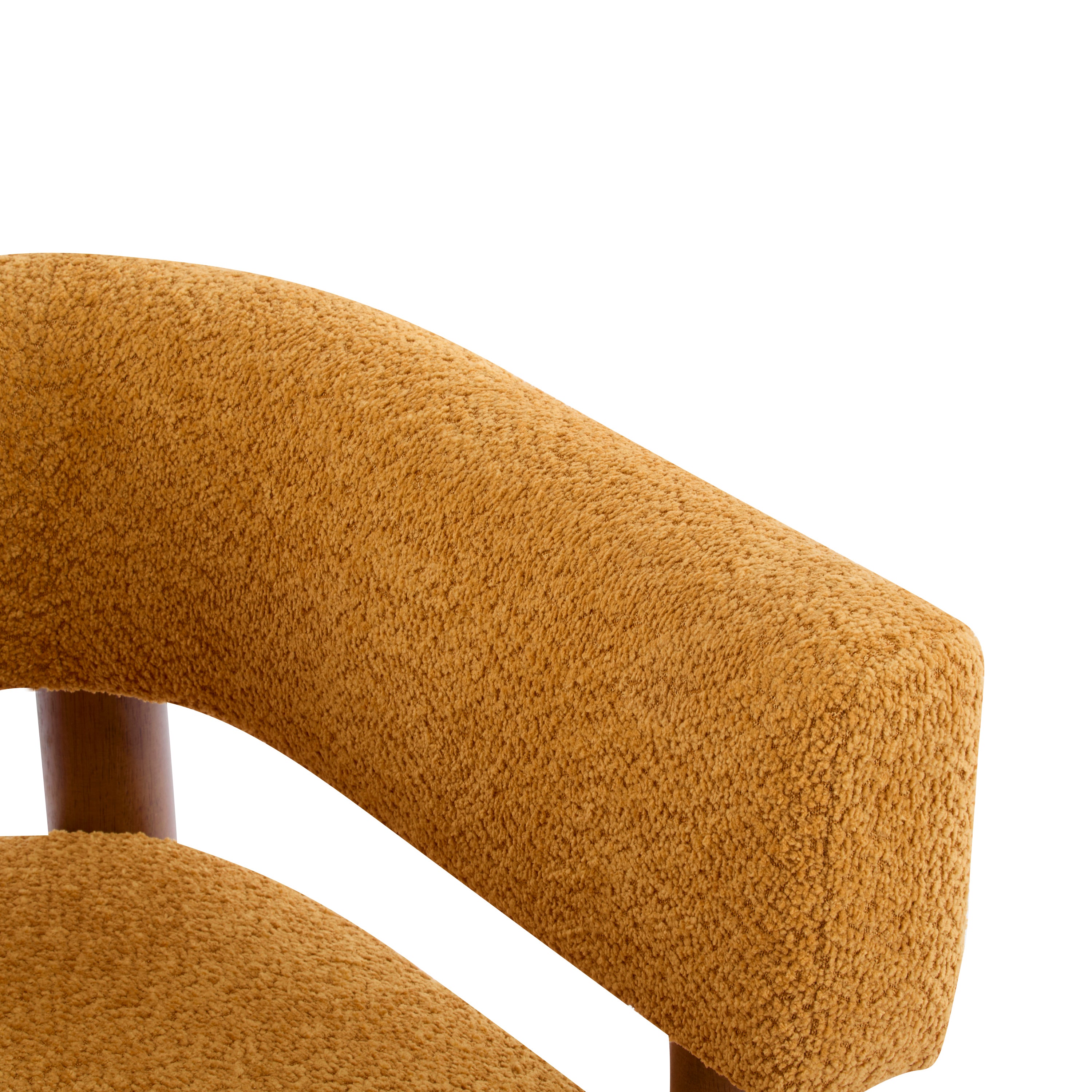 Boucle Upholstered Accent Arm Chair with Modern Wooden Frame