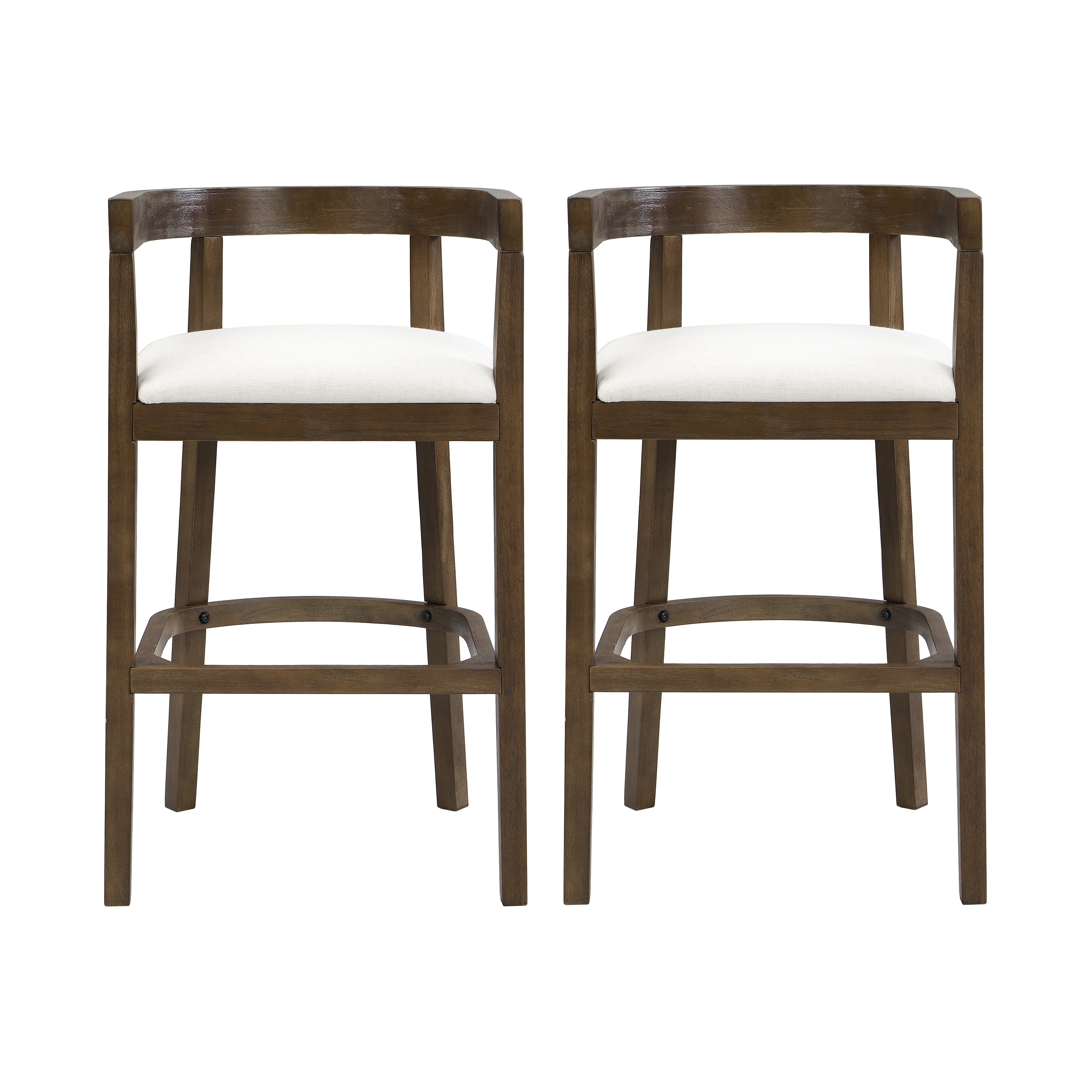 Modern Rubberwood Bar Stool Set with Upholstered Seats