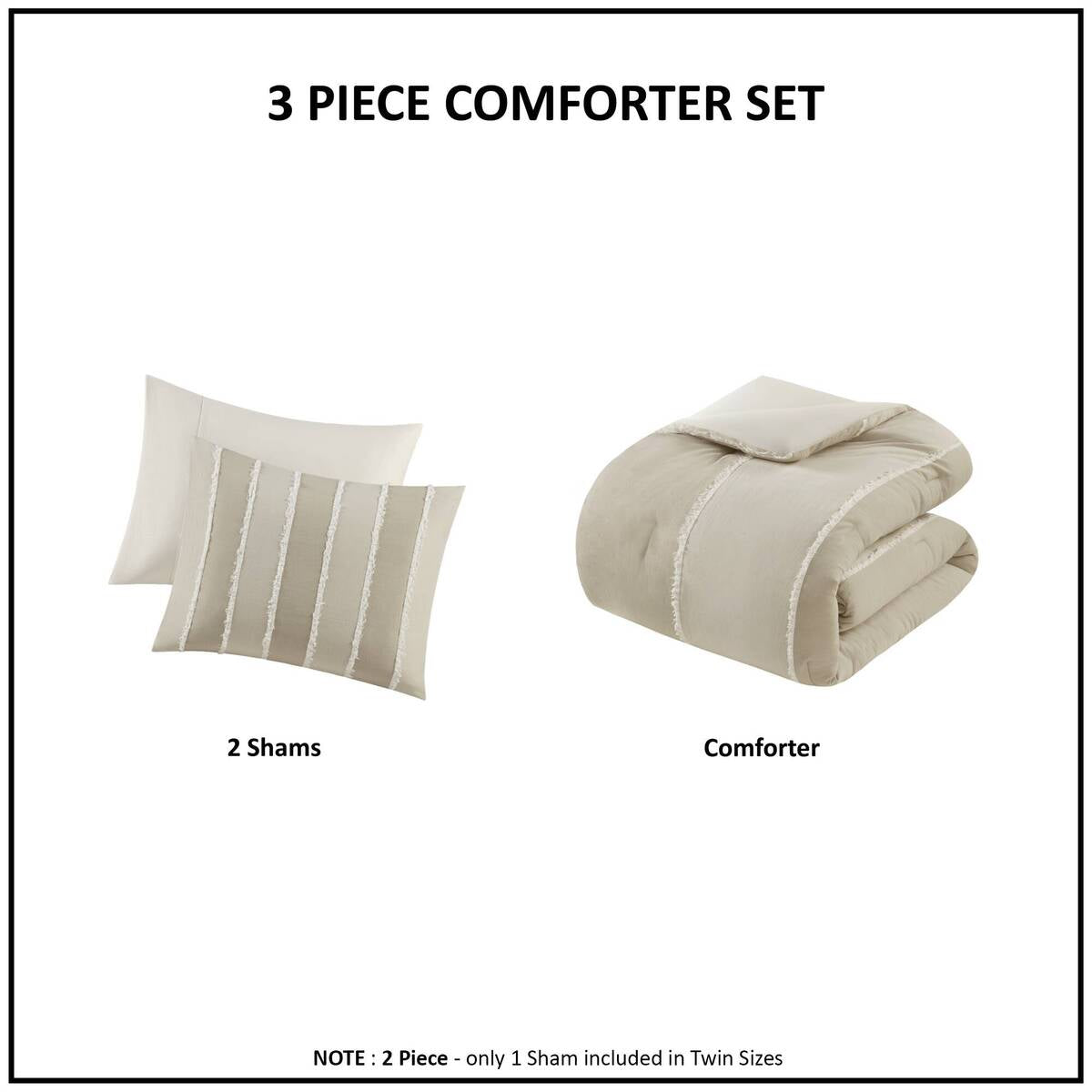 3-Piece Striped Cotton Comforter Set