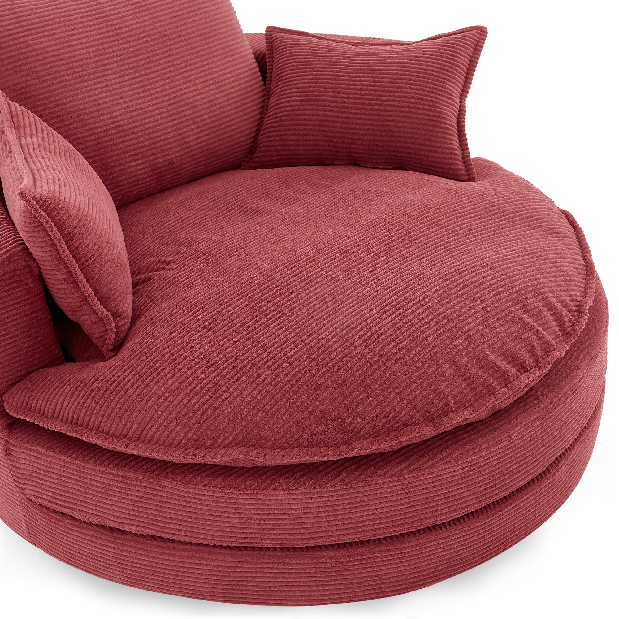 Corduroy 360° Swivel Accent Barrel Chair with 3 Removable Pillows