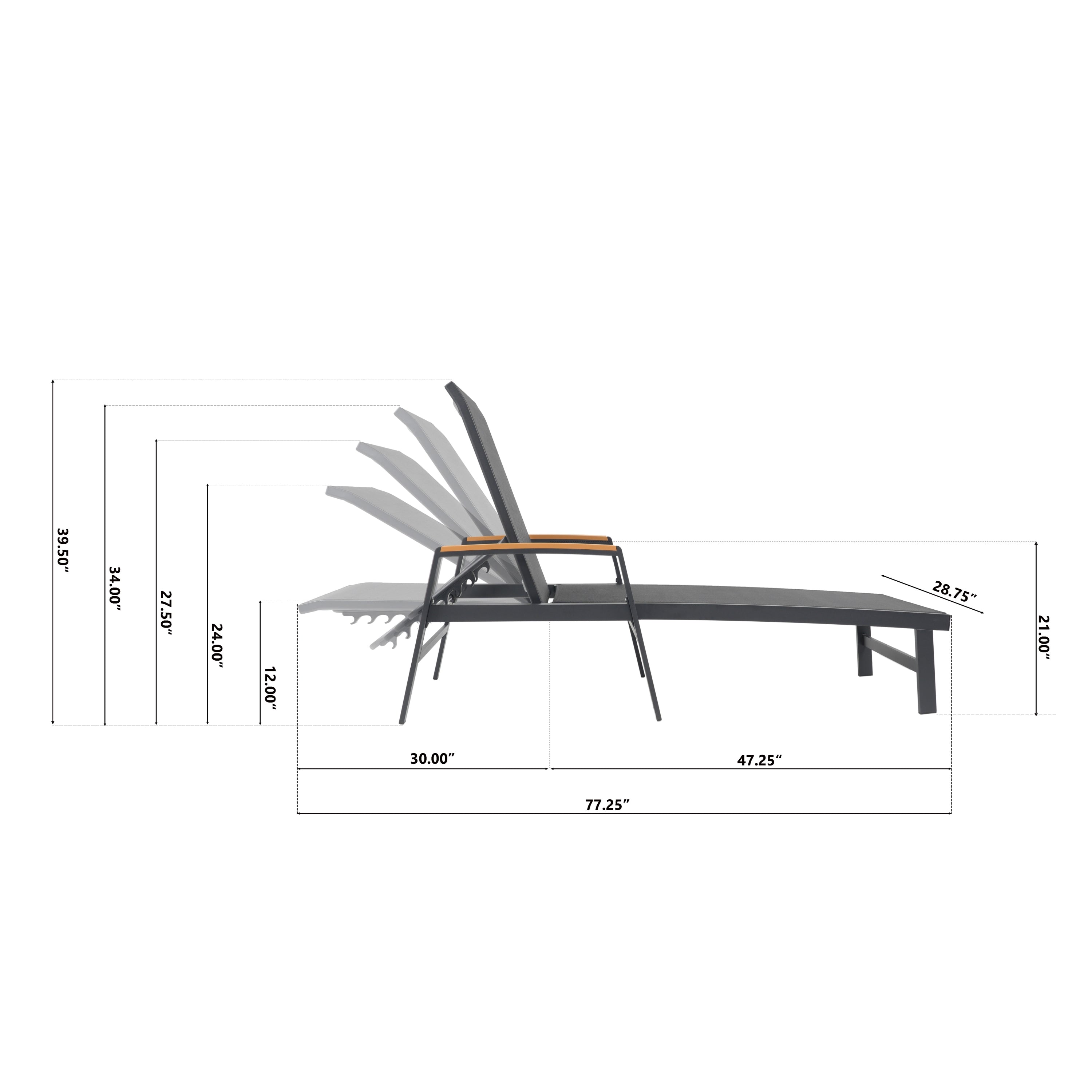 Wavellite Outdoor Chaise Lounges with Aluminum Frame and Mesh Seating