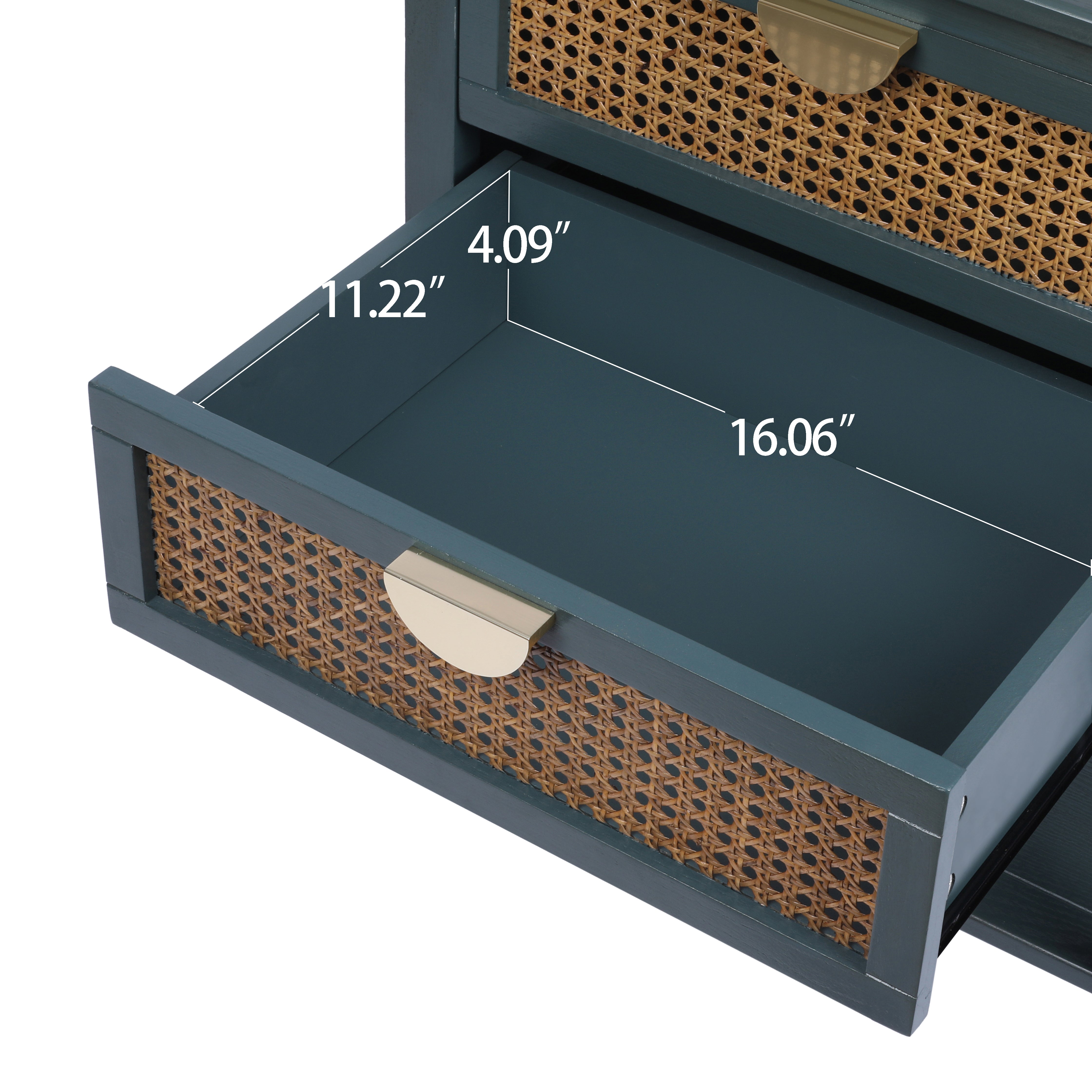 2-Drawer Side Table with Natural Rattan Drawers