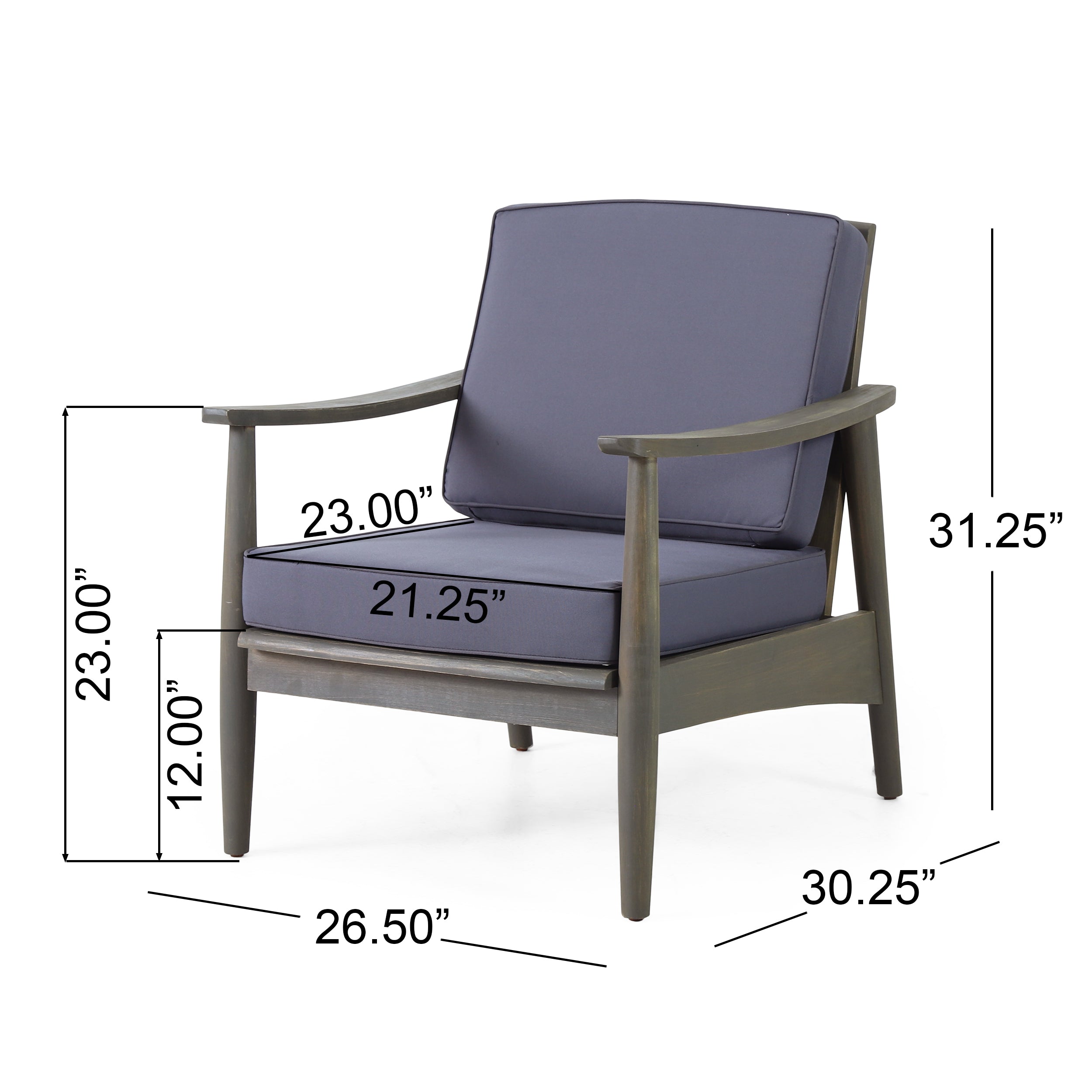 Ellsworth Outdoor Acacia Wood Club Chair