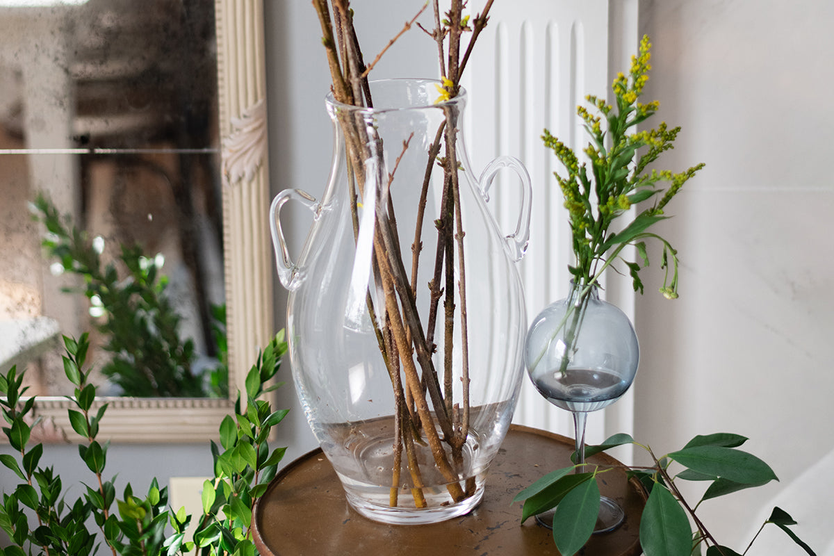 Glass Amphora Flower Vase, Clear