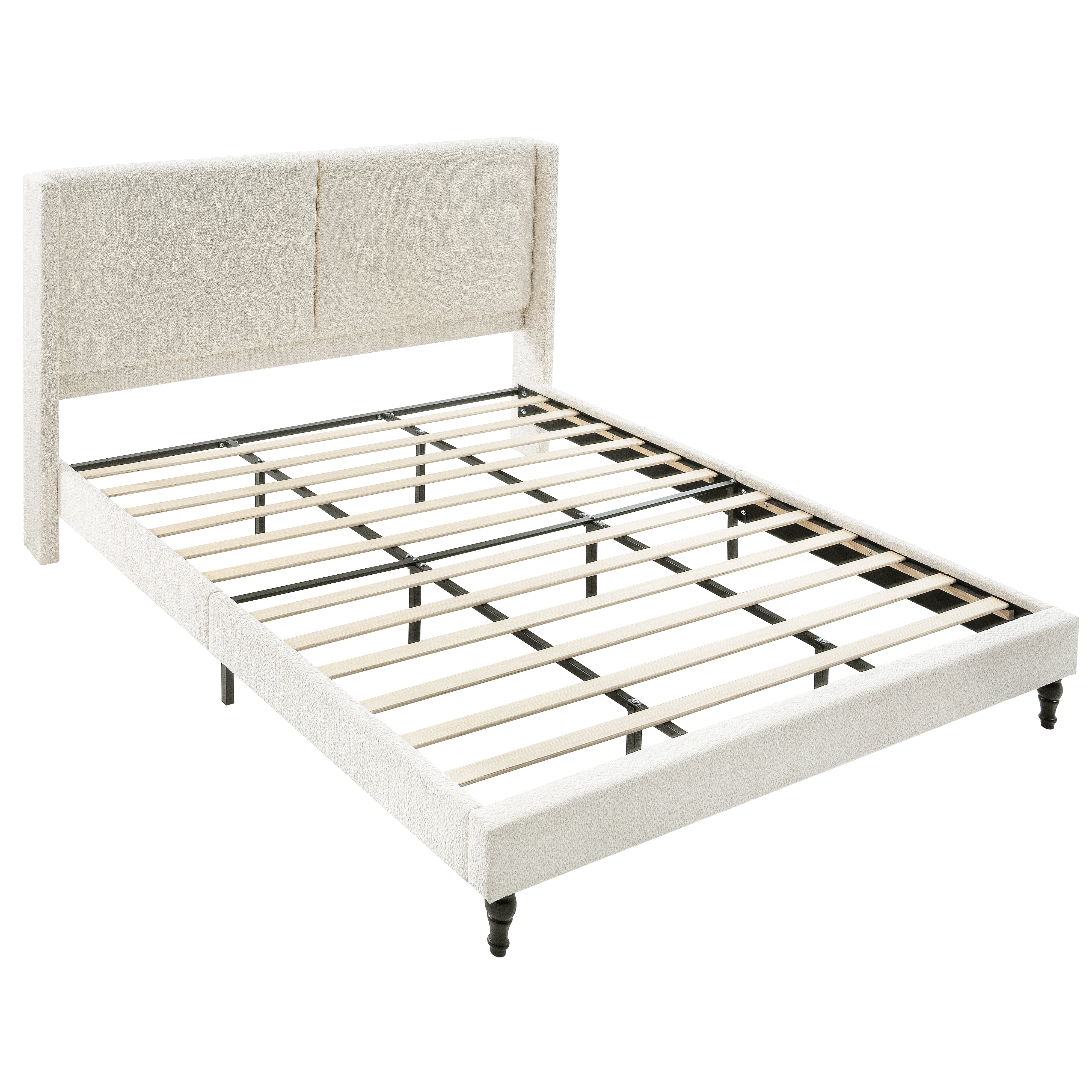 Bed Frame with 55.5"High Back Boucle Upholstered Headboard