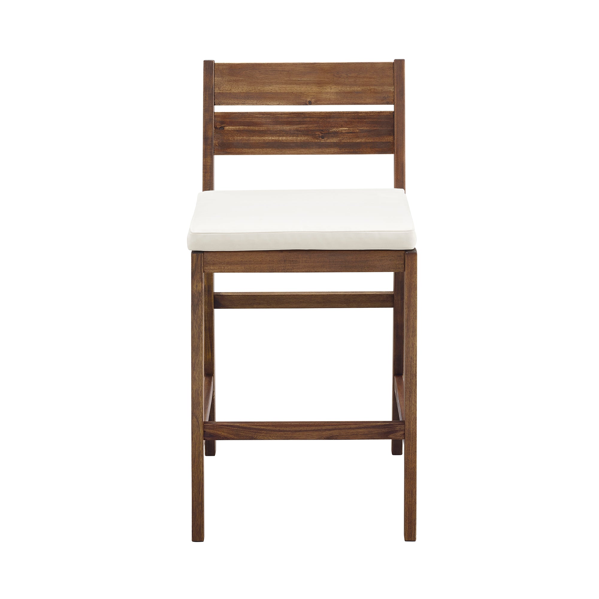Solid Acacia Wood Counter Stools with Cushion, Set of 2