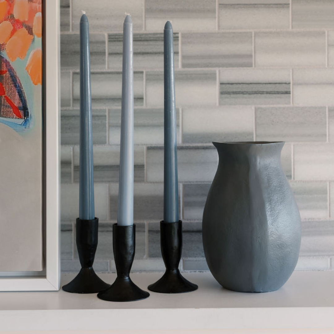 Aluminum Vase in Grey, 10.5 in