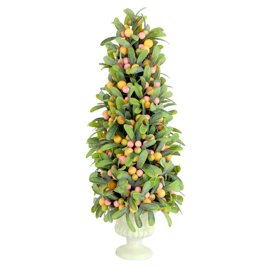 20" Artificial Multicolor Mini Spring Mistletoe Tree with Berries in Potted Pulp