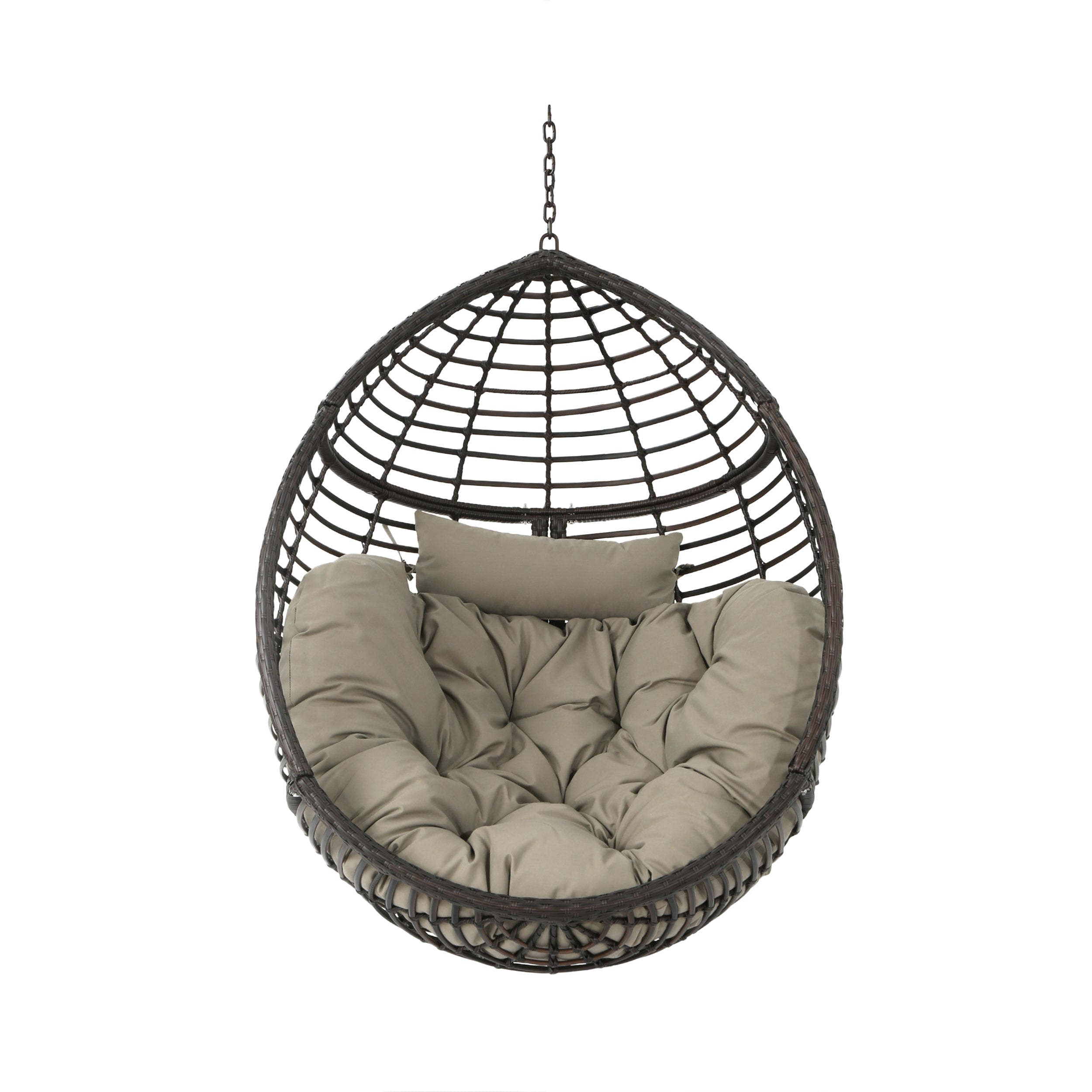 Liberation Outdoor Hanging Basket Chair with Metal Frame and Seat Cushion