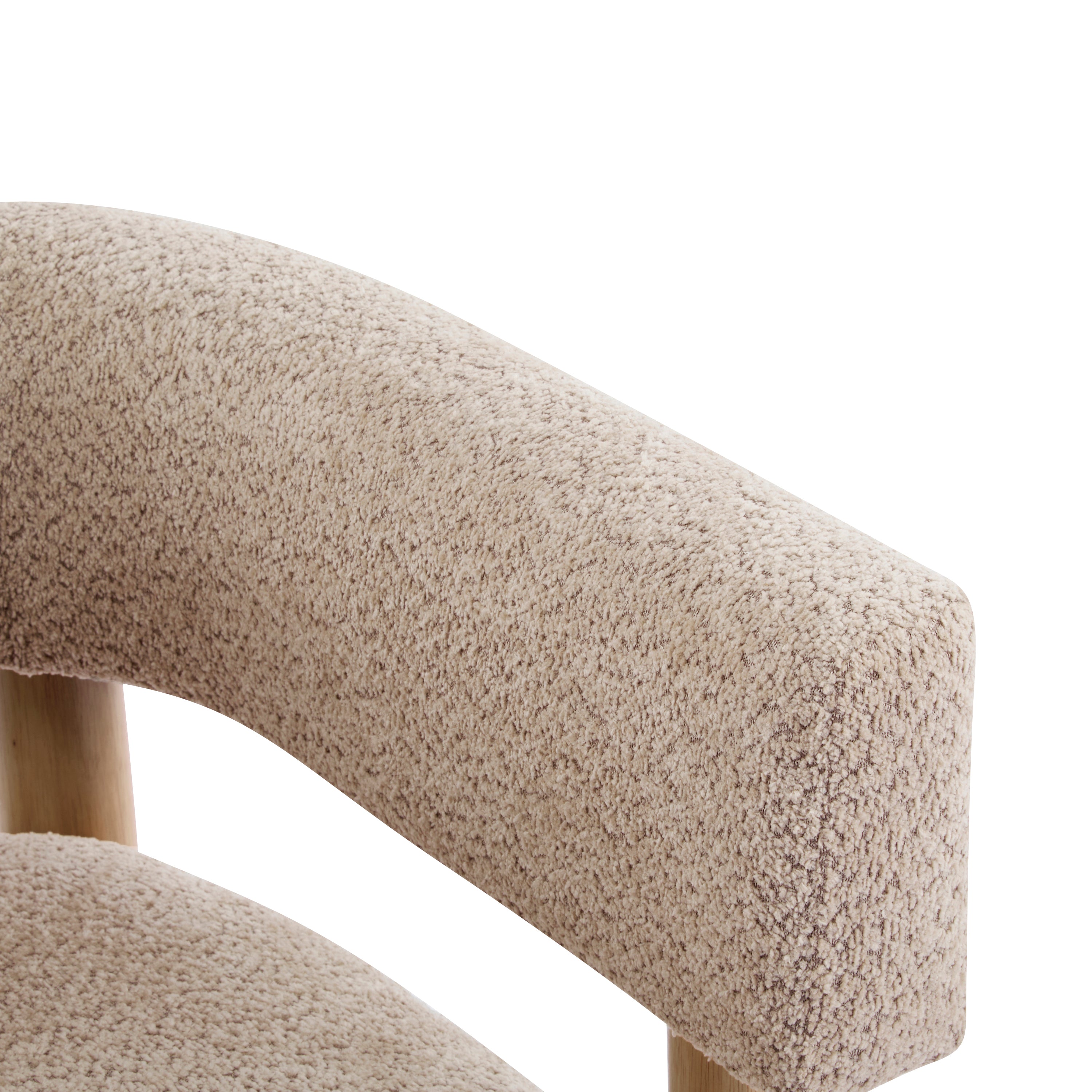 Boucle Upholstered Accent Arm Chair with Modern Wooden Frame