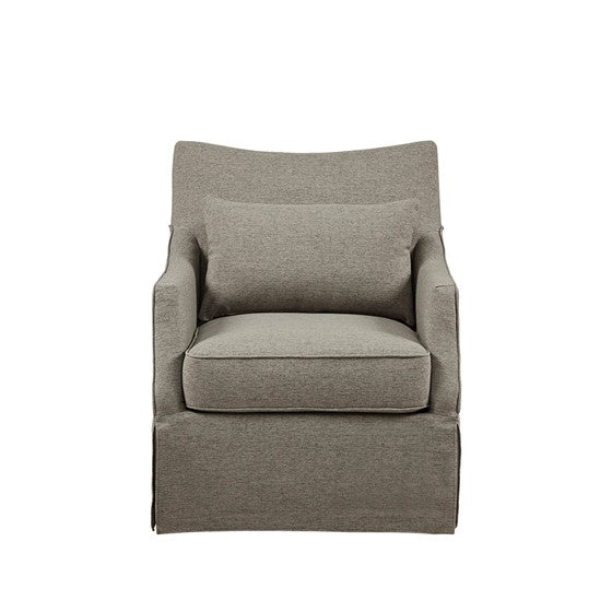 Upholstered Swivel Chair with Sloped Armrests and Back Pillow