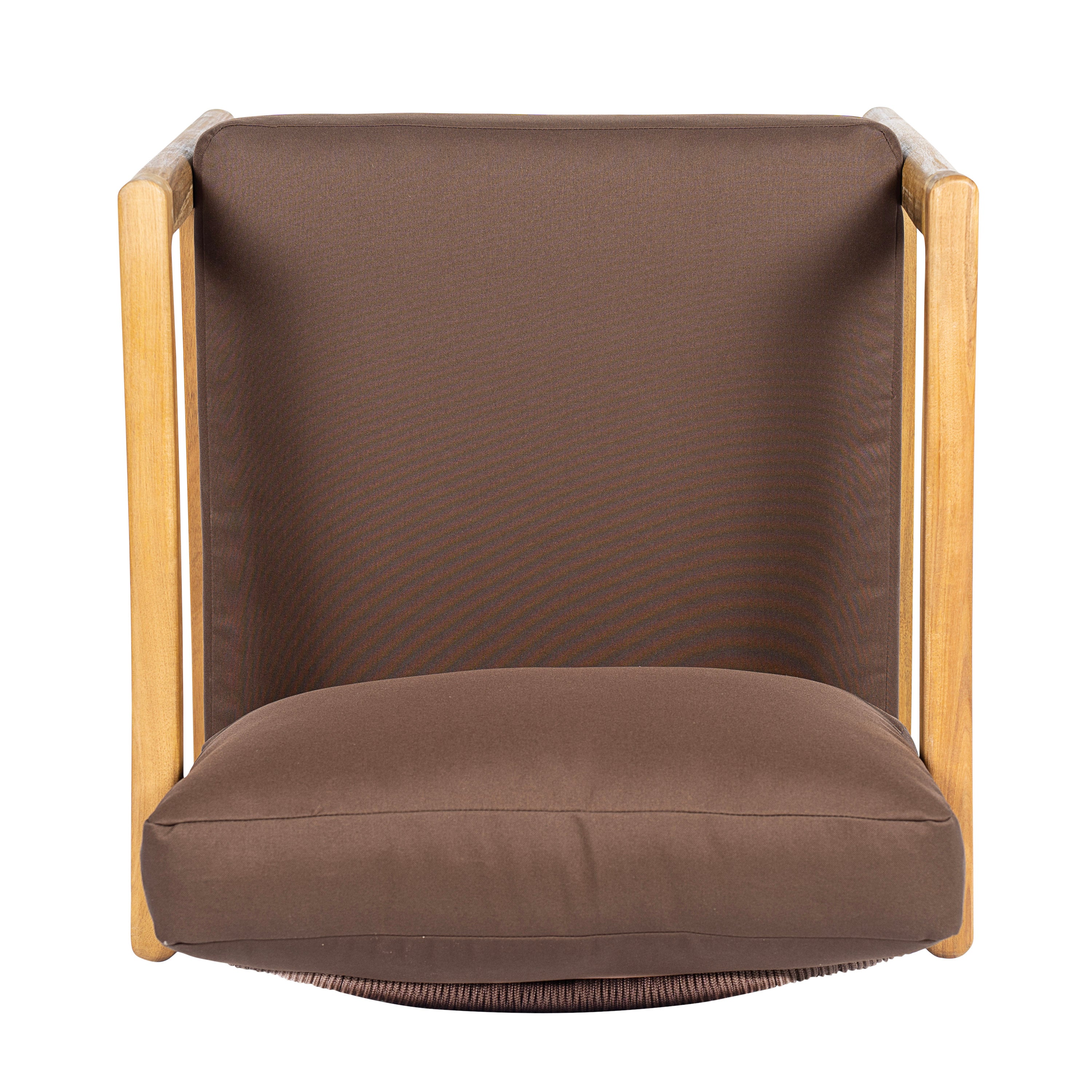 Outdoor Club Chair, Acacia Wood Frame with Rope Back Detail, Water-Repellent Beige Cushions