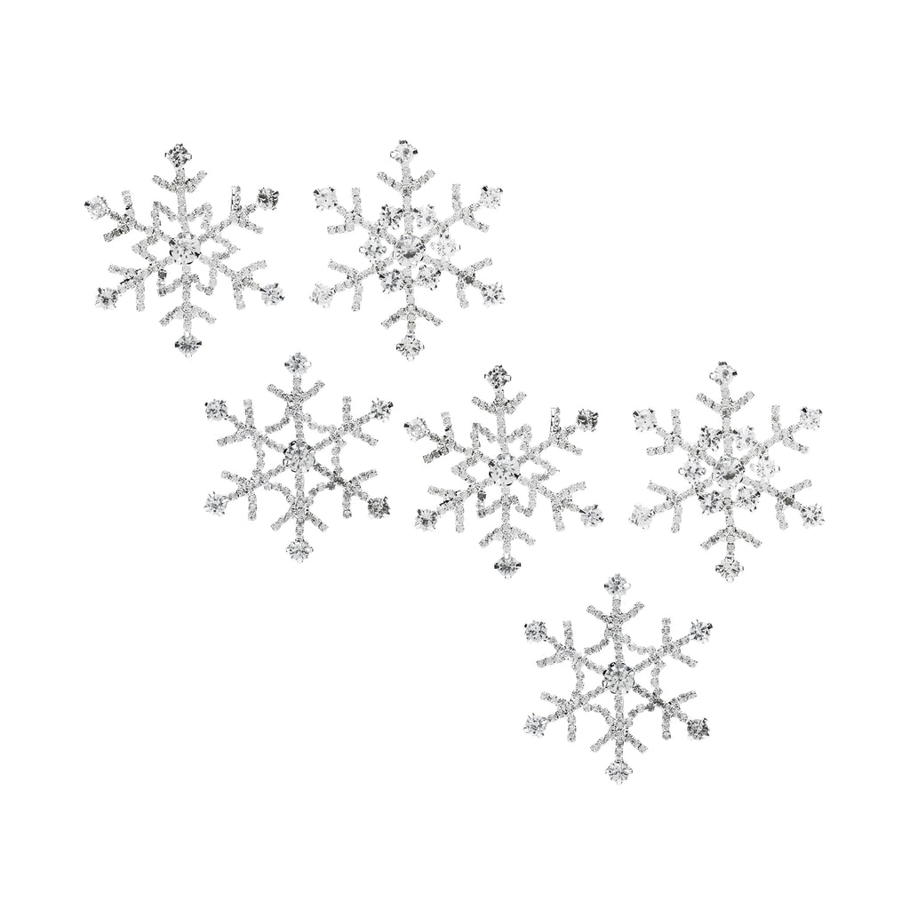 Gold-Jeweled-Metal-Snowflake-Candle-Pin-(set-of-6)-Silver-Ornaments