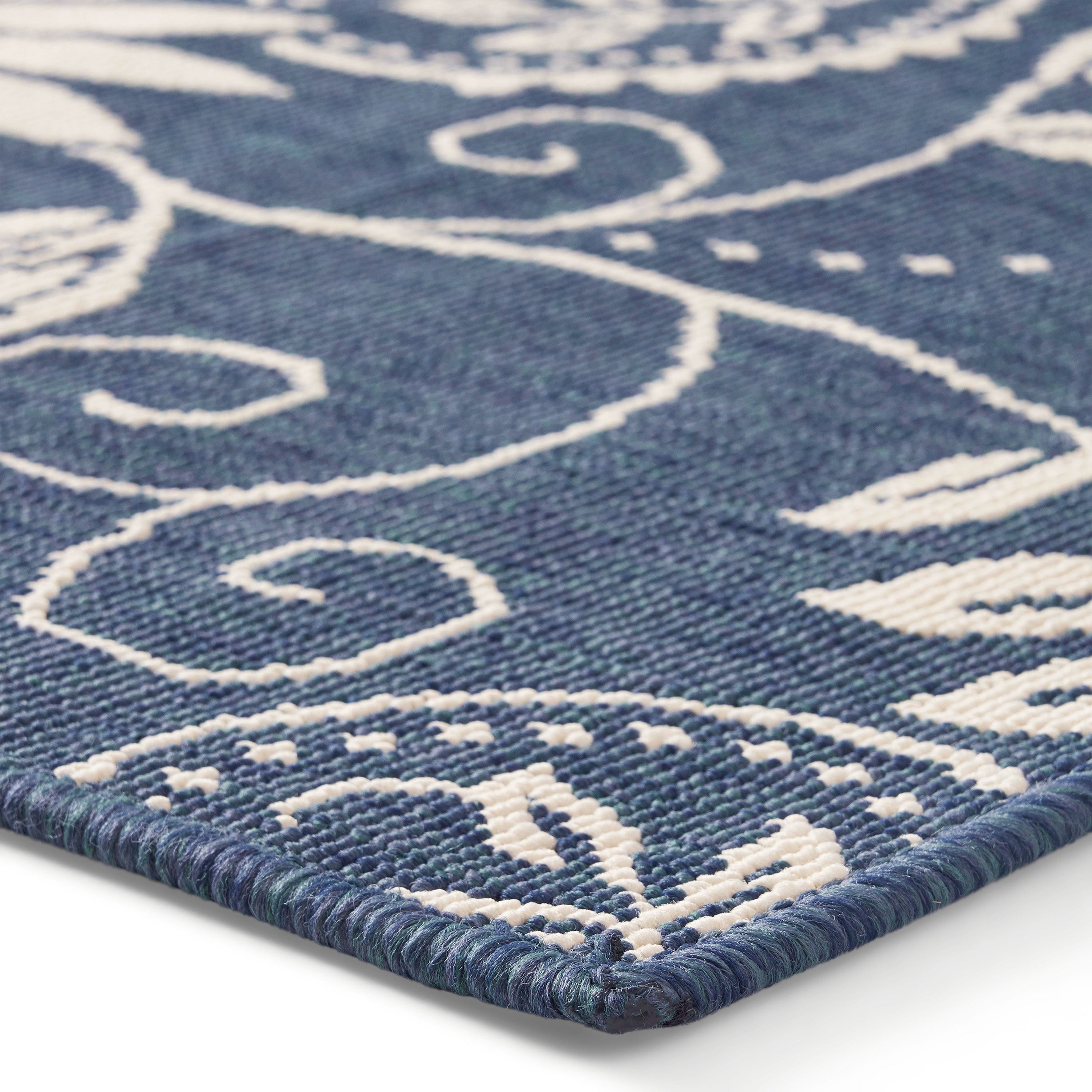 84"x63" Outdoor Rug with Botanical Pattern and Rectangle Shape