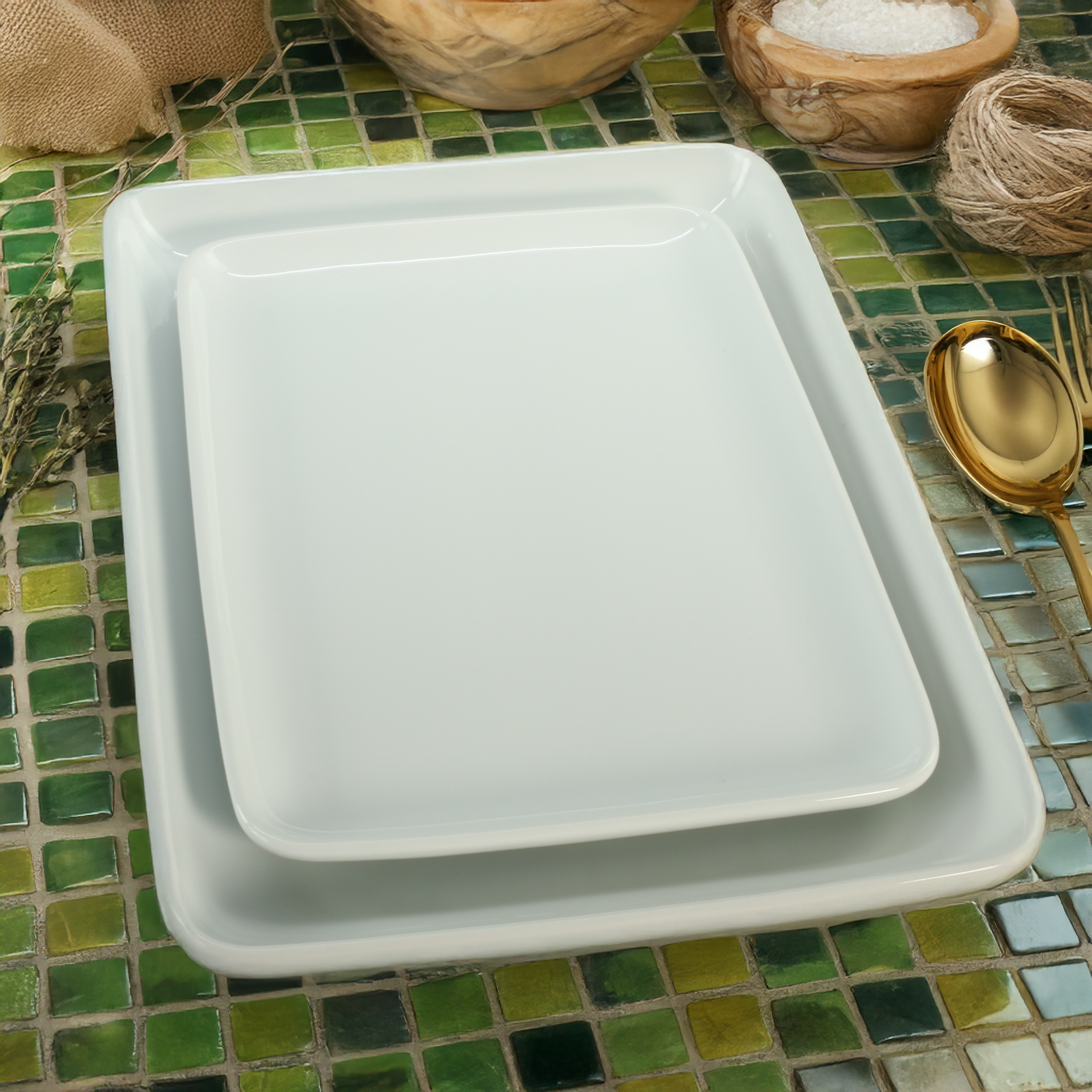 2- Piece Vail Rectangular Platter Set, Rectangular Platter, 10.375", Rectangular Platter, 13"
