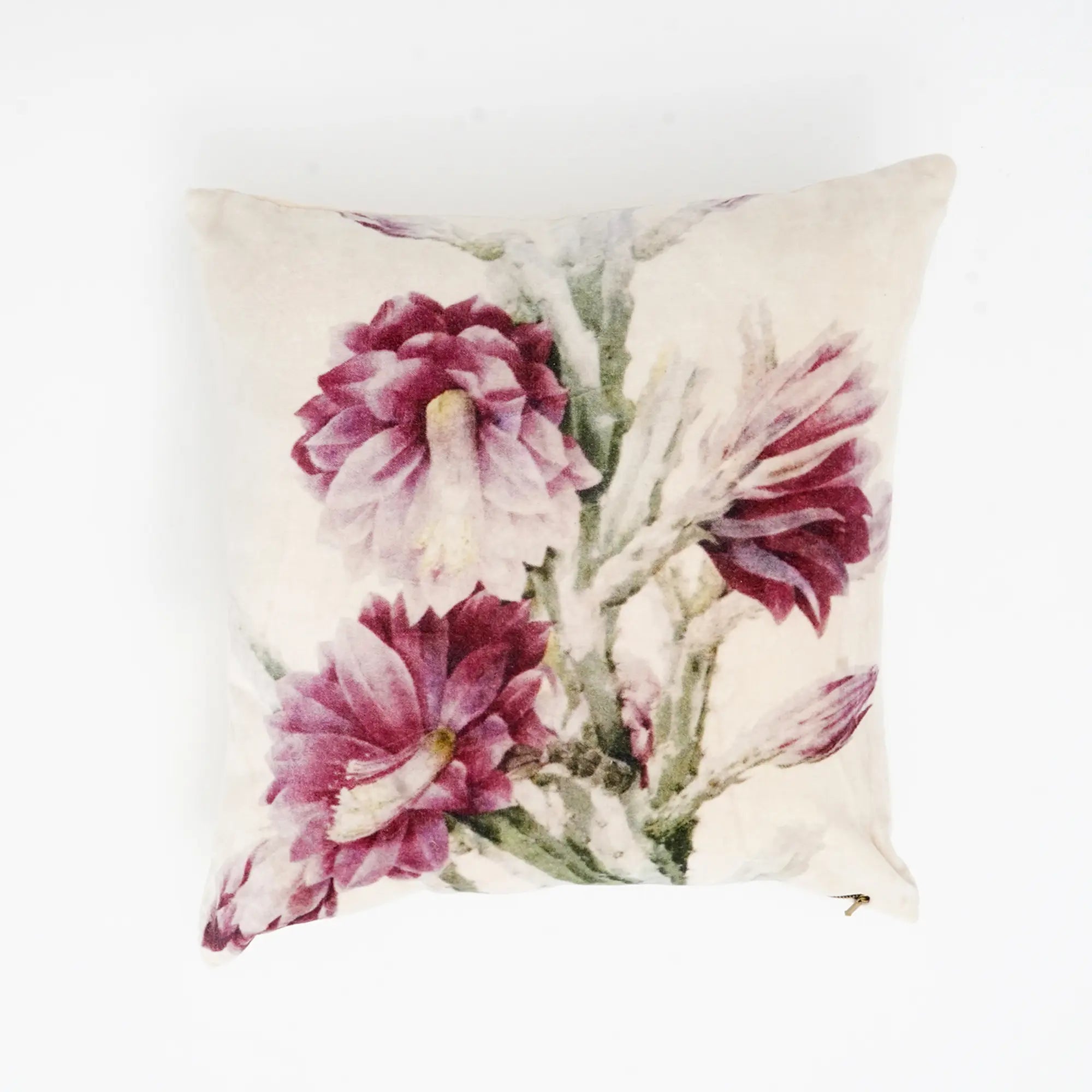 Cotton Velvet Flower Printed Pillow
