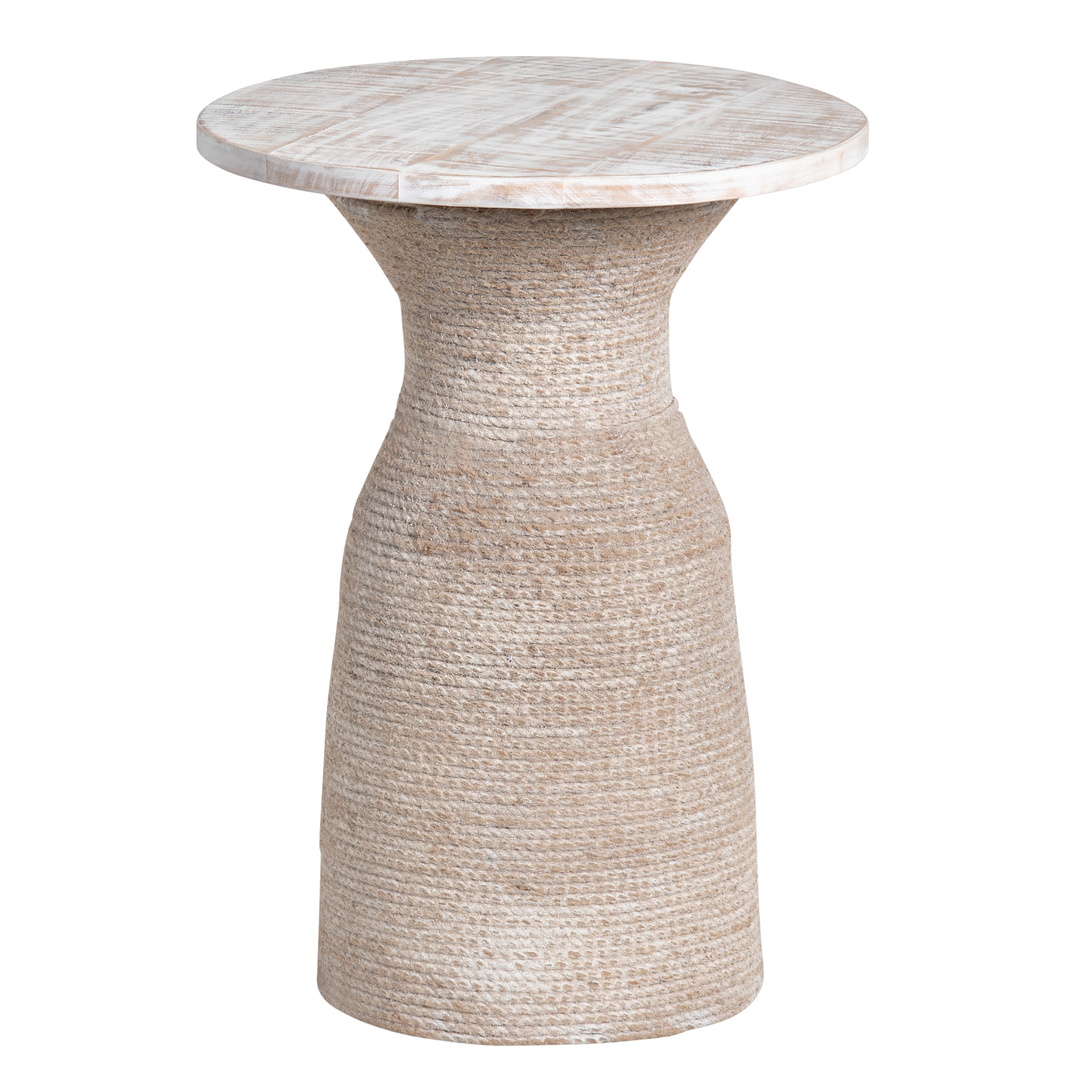 Round Tan Rope Accent End Table