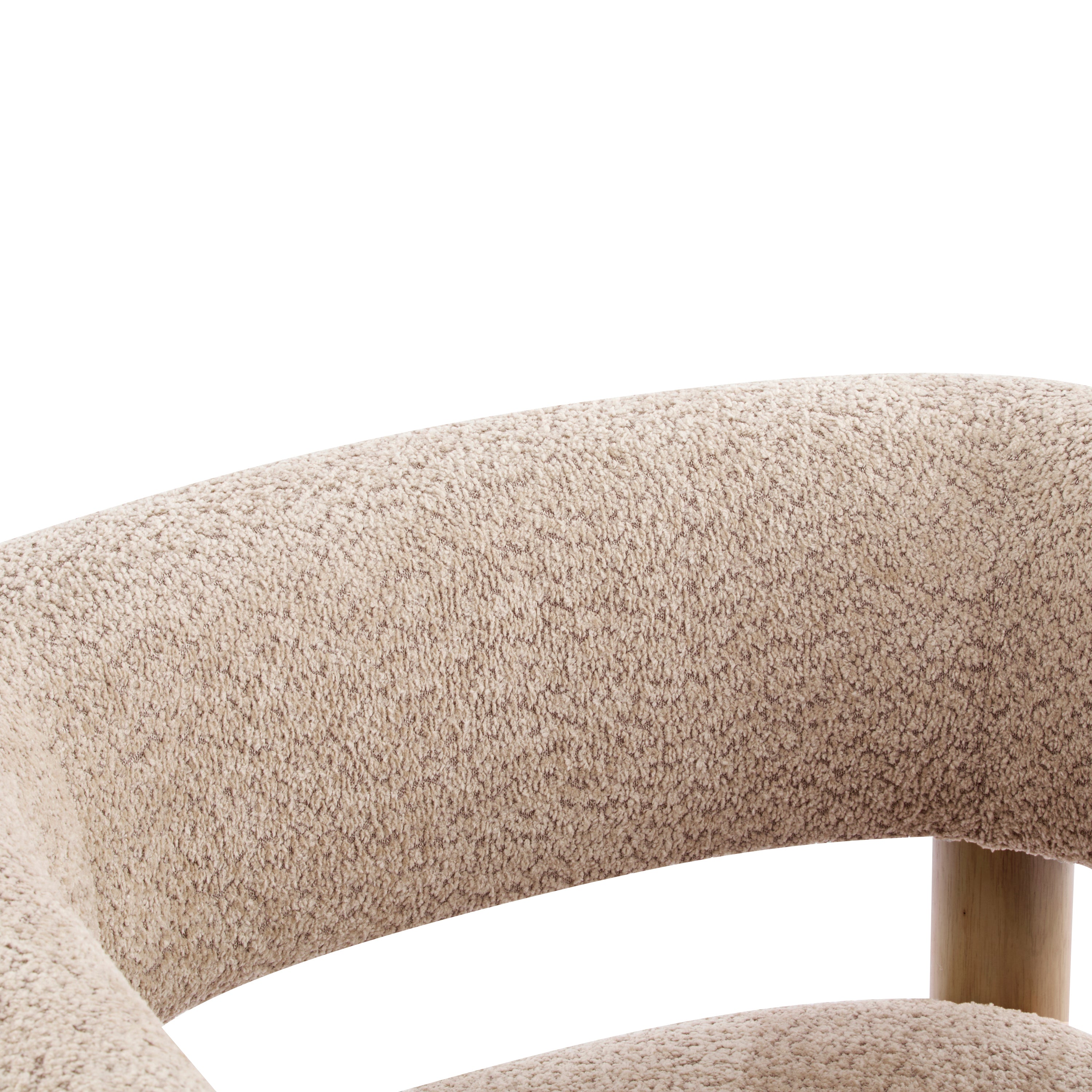 Boucle Upholstered Accent Arm Chair with Modern Wooden Frame