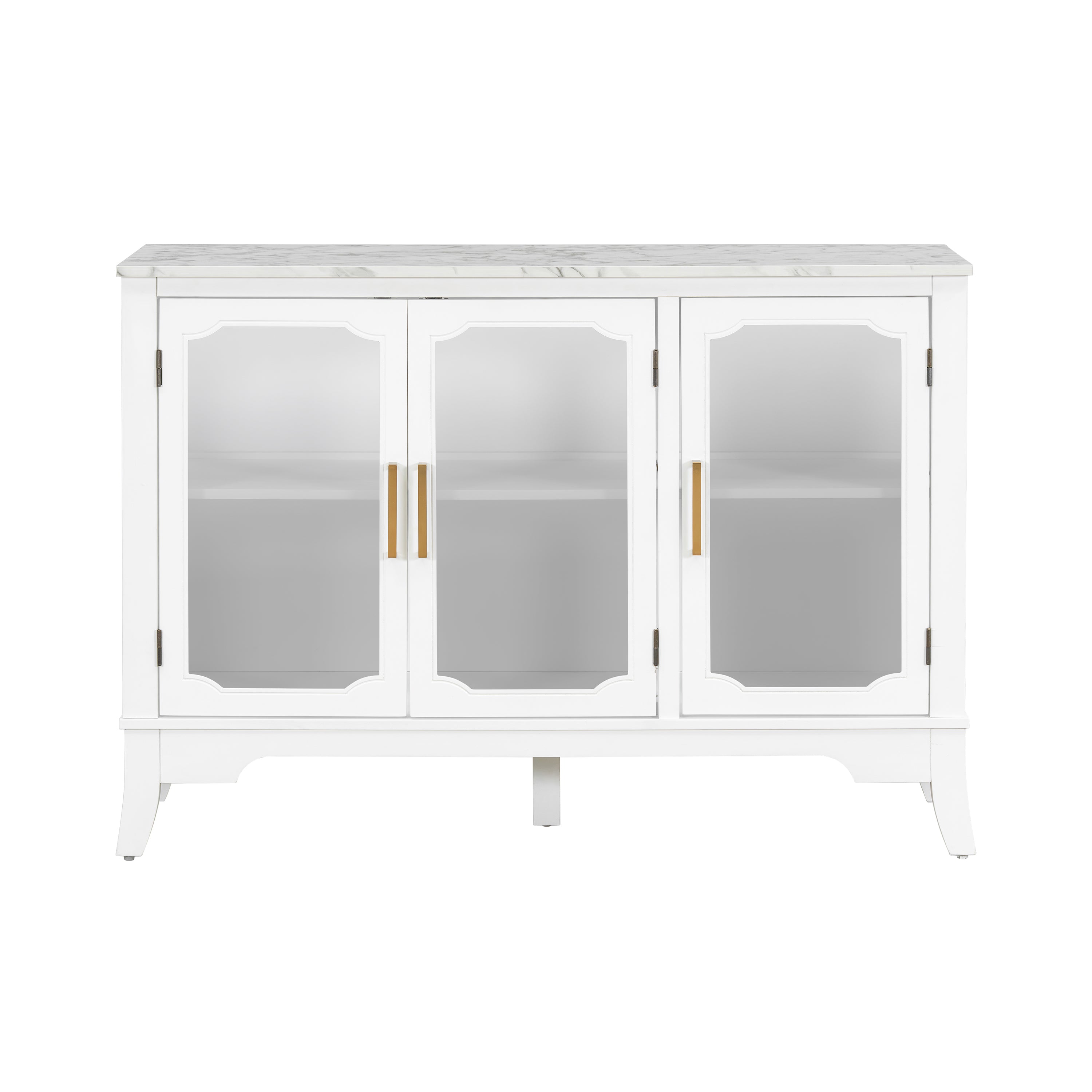 3-Door Storage Cabinet with Glass Doors