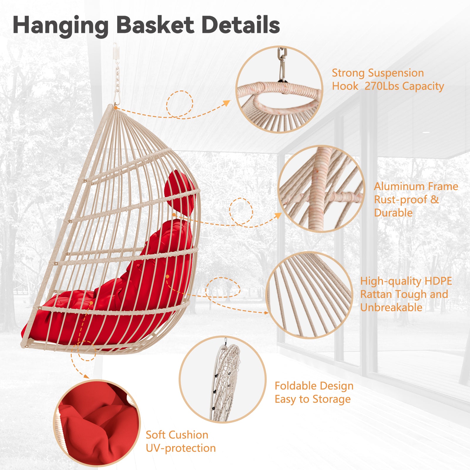 Folding Outdoor Egg Swing Chair