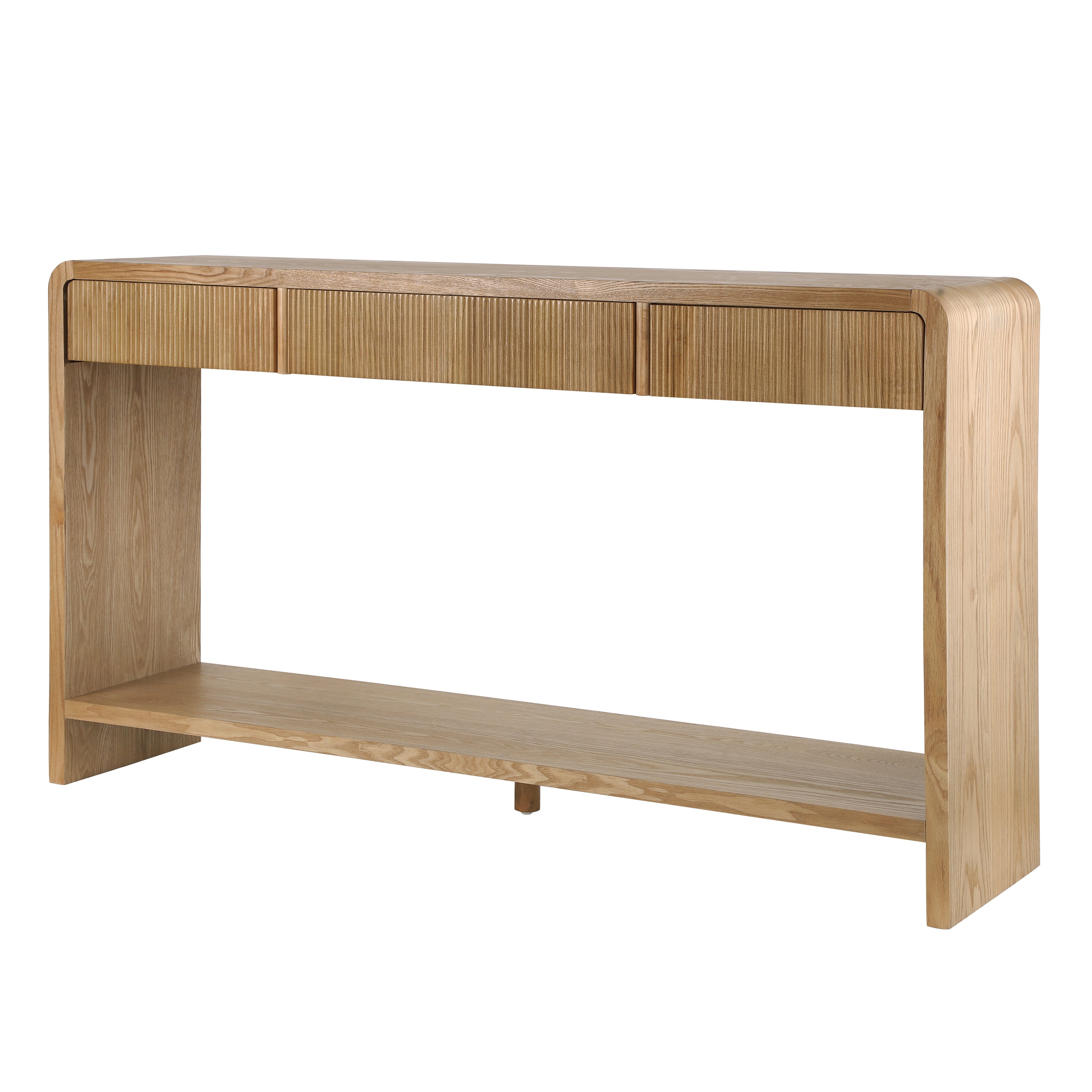 Modern 3-Drawer Console Table with Vertical Slats
