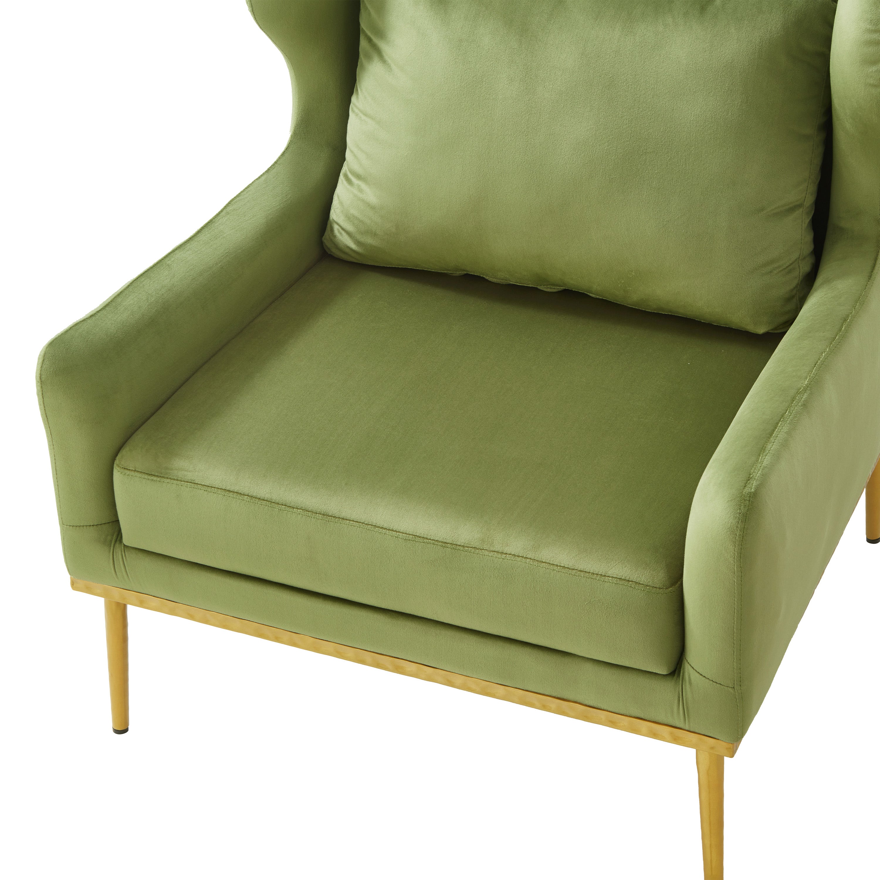Modern Armchair Velvet Accent Chair Reading Chair Single Sofa Chair for Living Room, Bedroom, or Reading Corner, Beige