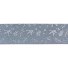 4" Blue Foliage Print Polyester Ribbon