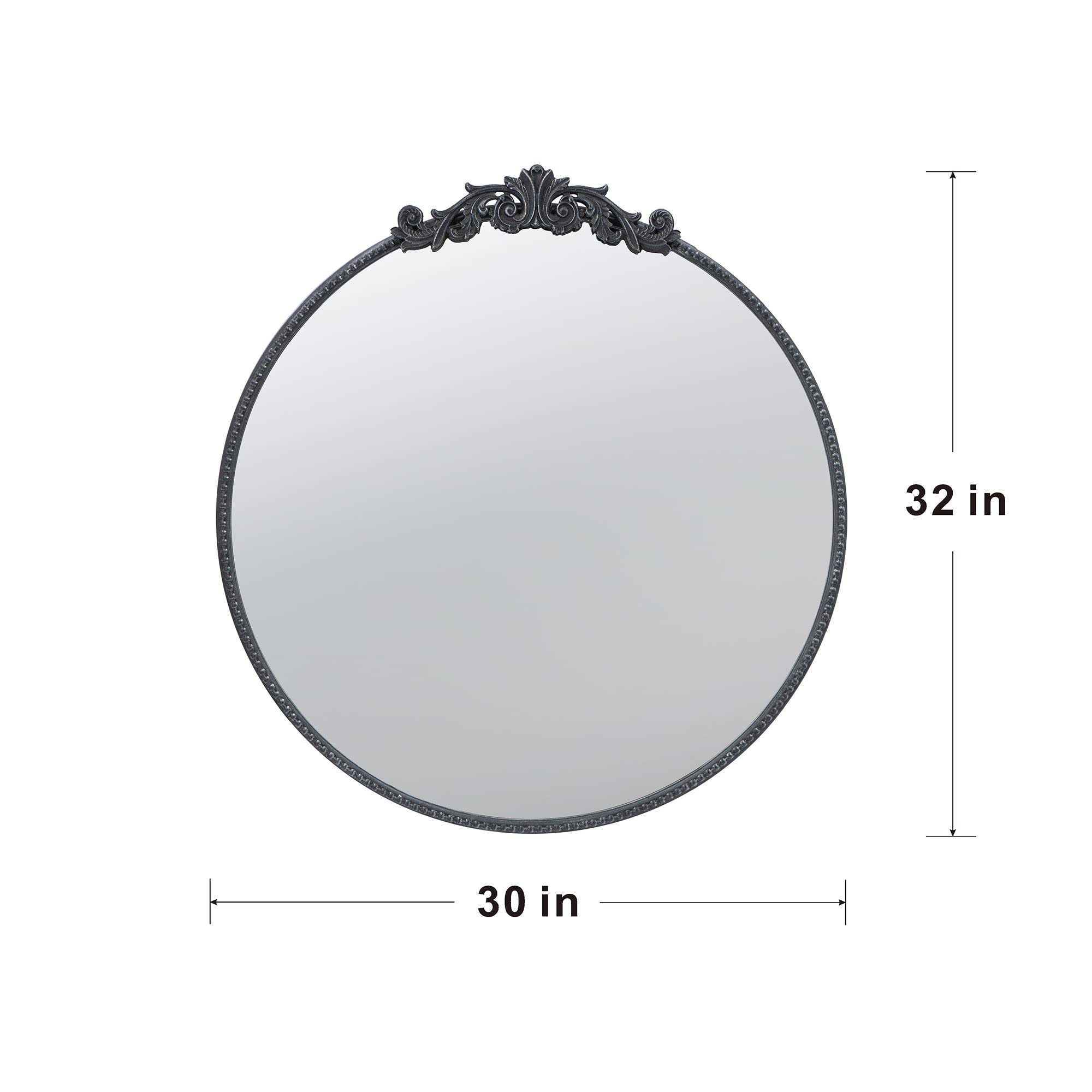 Wall Mirror with Round Shape and Baroque-Inspired Frame