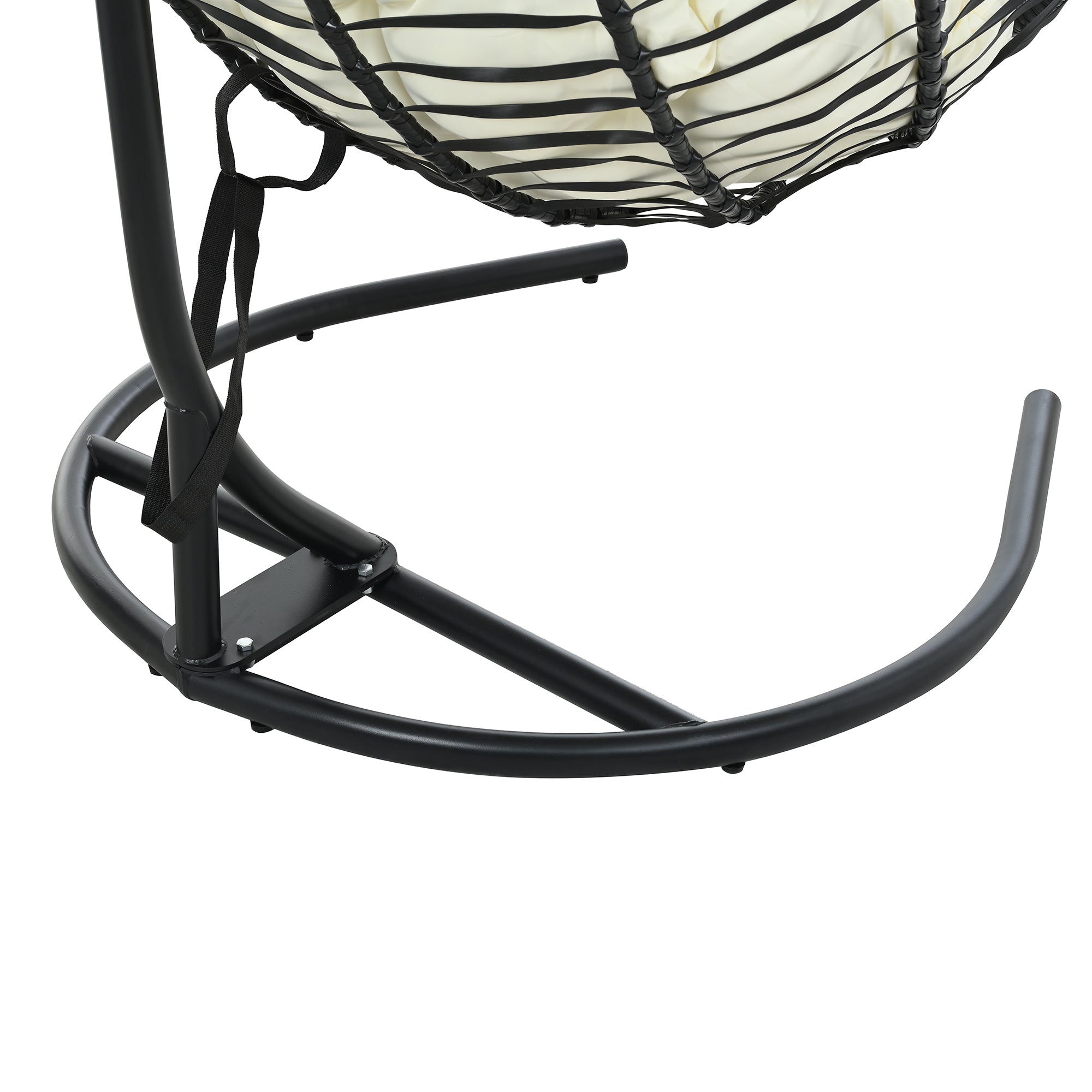 Folding Hanging Swinging Egg Chair with Stand & Tufted Cushion