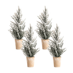 Flocked-Holiday-Pine-Tree-with-Plastic-Pot-(set-of-4)-Silver-Faux-Florals