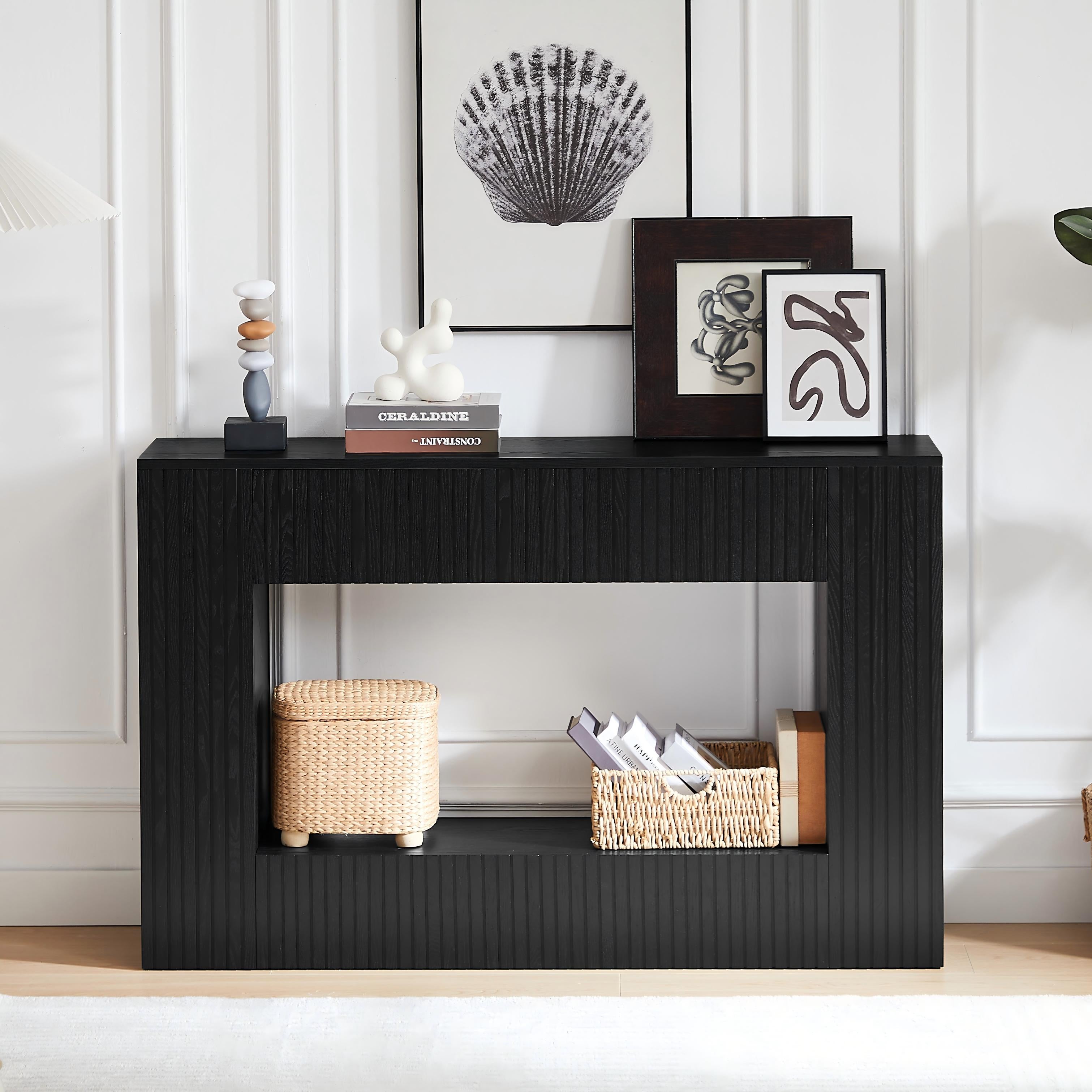 55" Modern Fluted Console Table