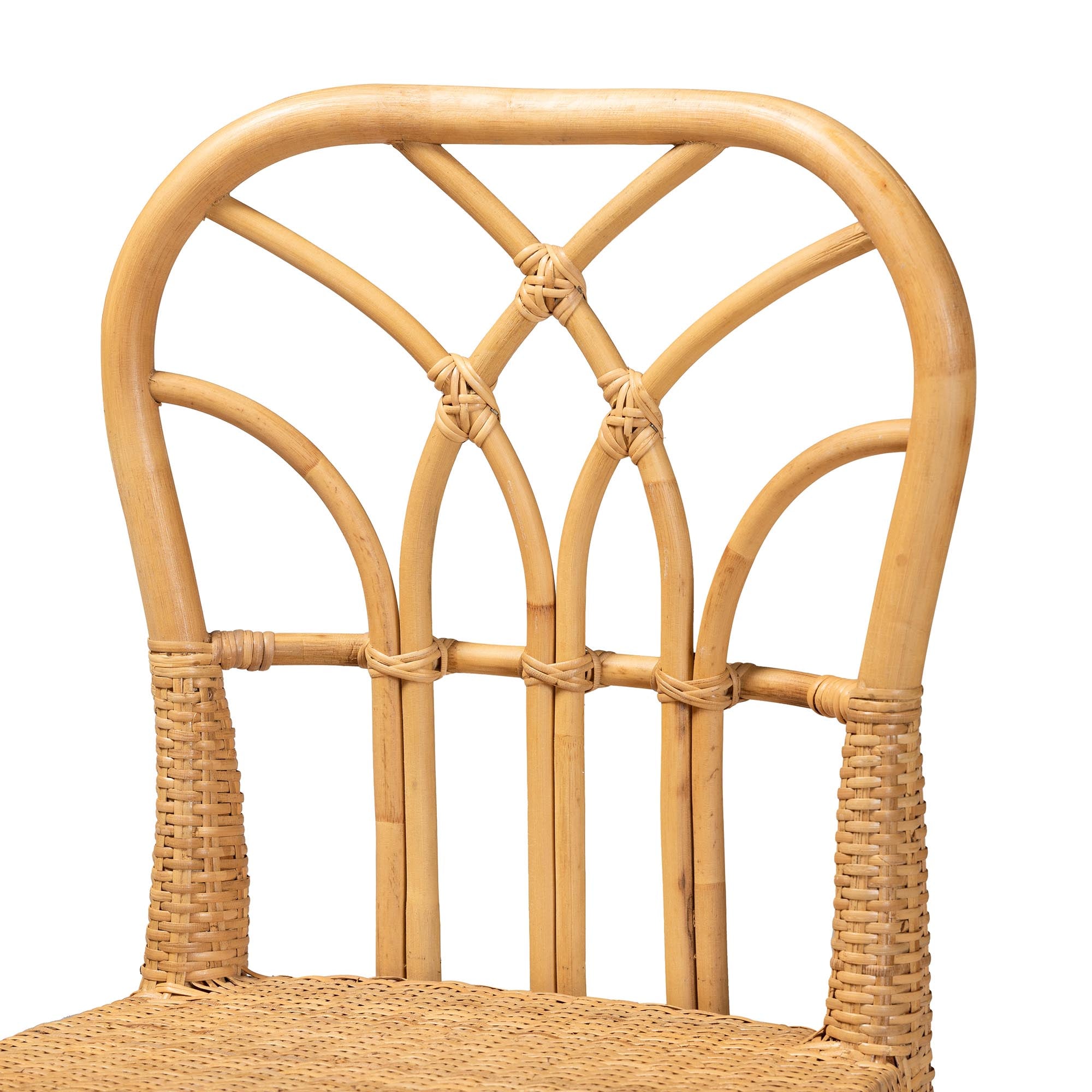 Maxim Mahogany Wood and Rattan Counter Stool