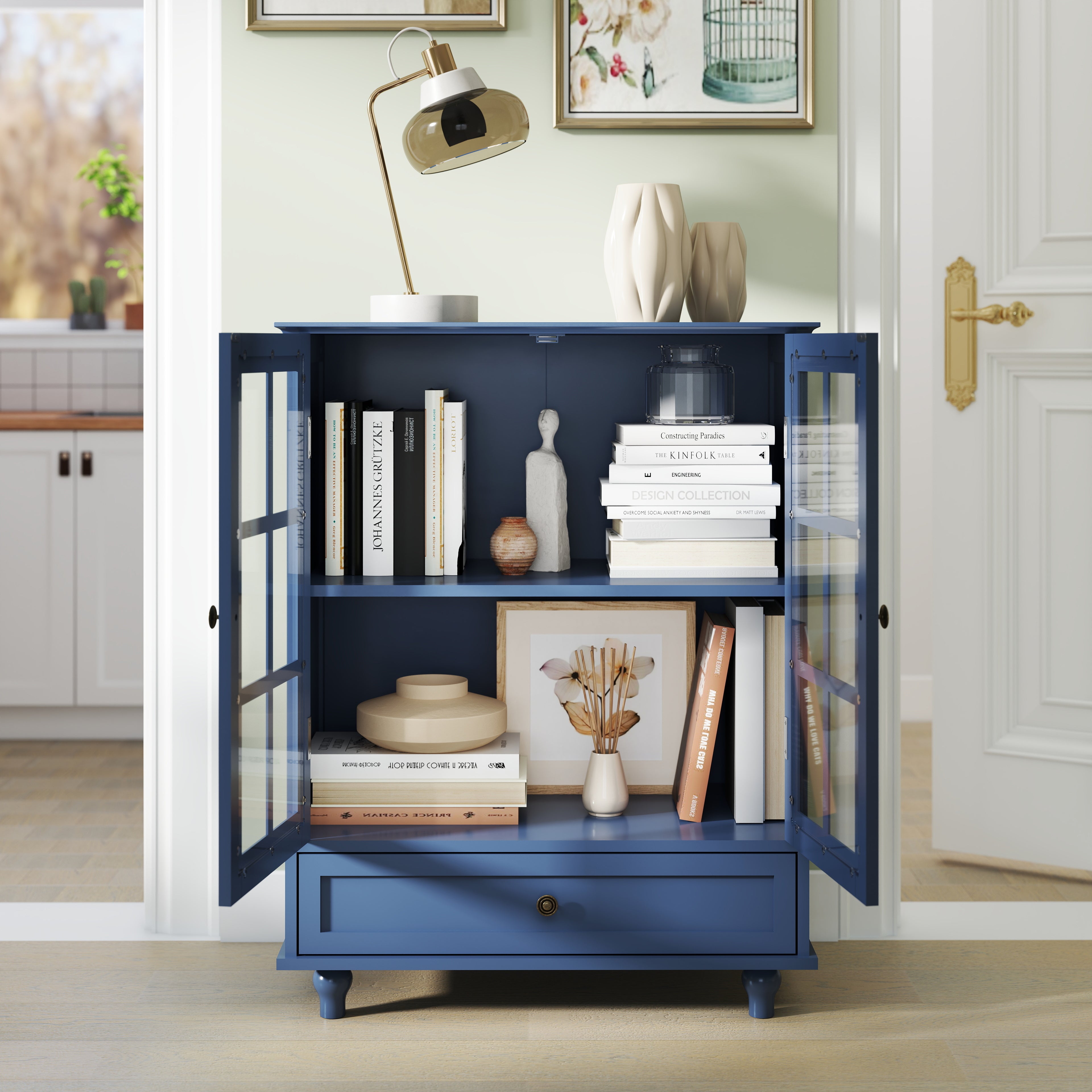 Double Glass Door Accent Cabinet
