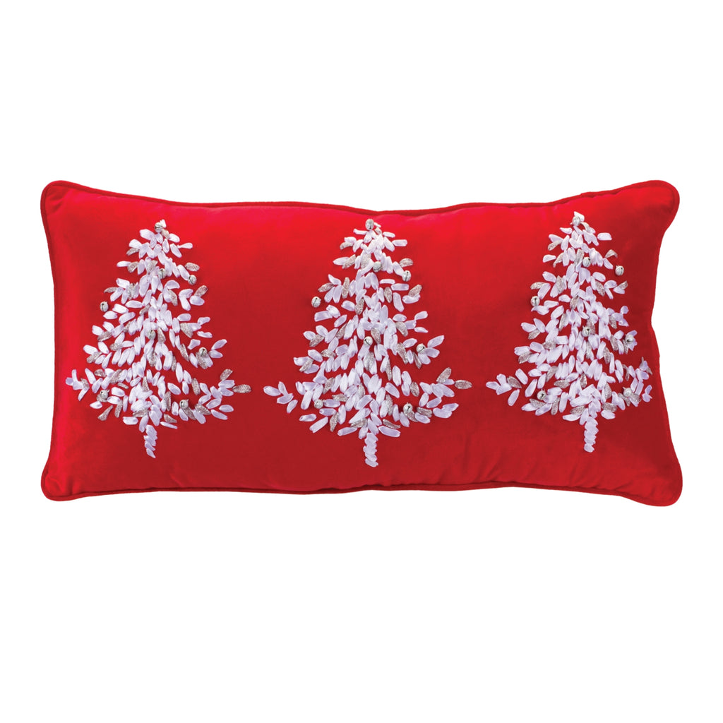 Embroidered Pine Tree Pillow 22.5"