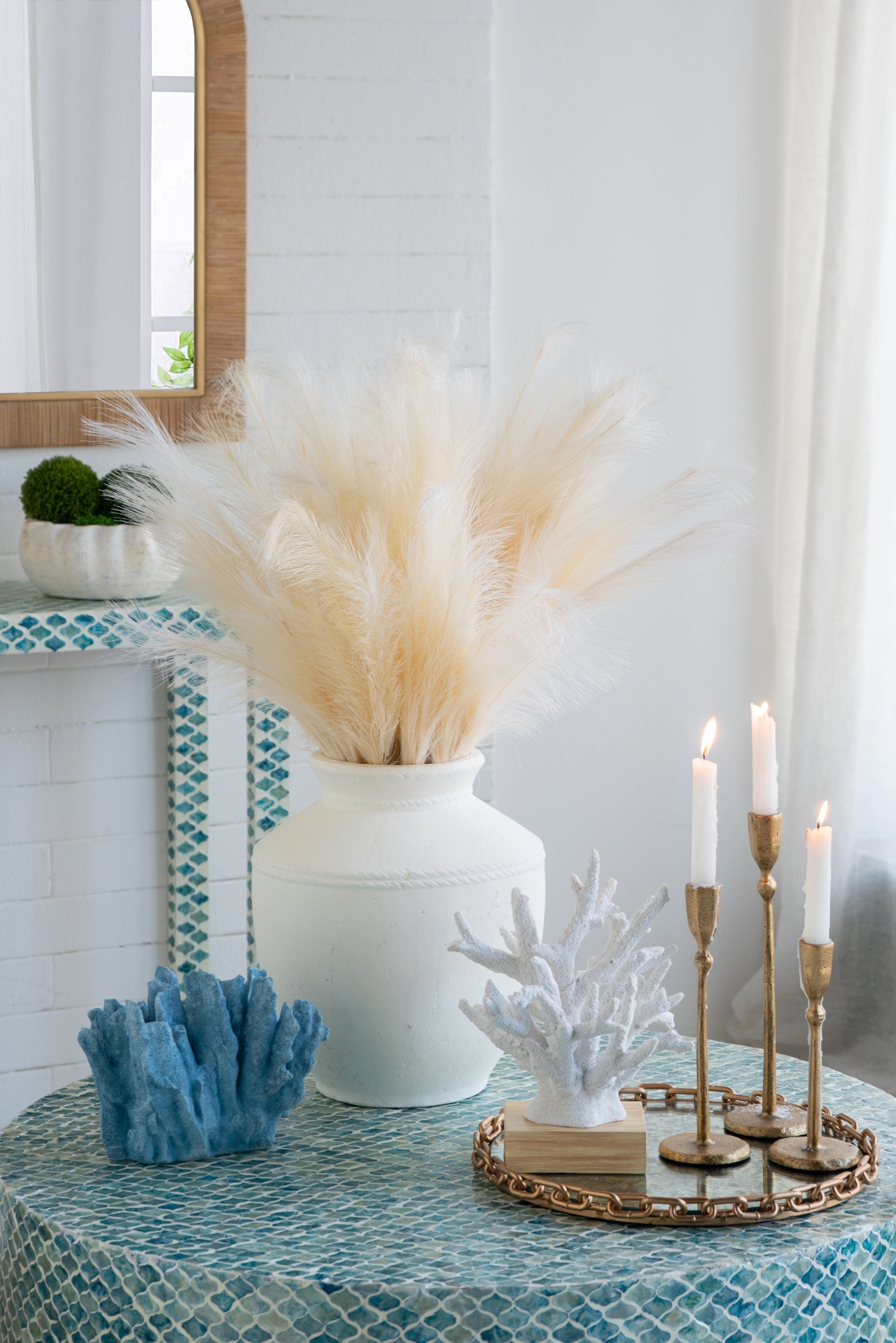 Round Terracotta Vase with Natural White Finish