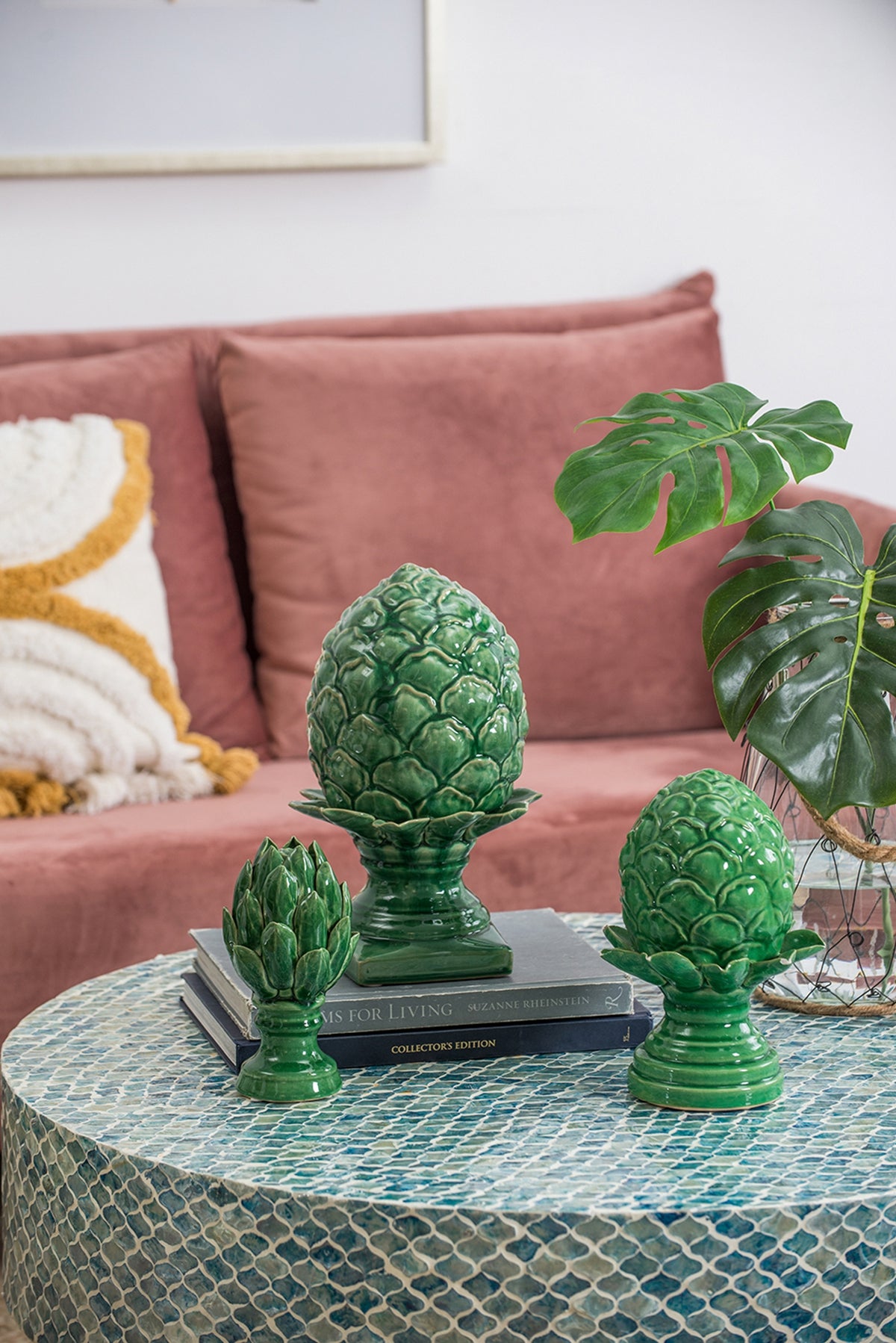 Helsa Ceramic Blooming Artichoke Accent