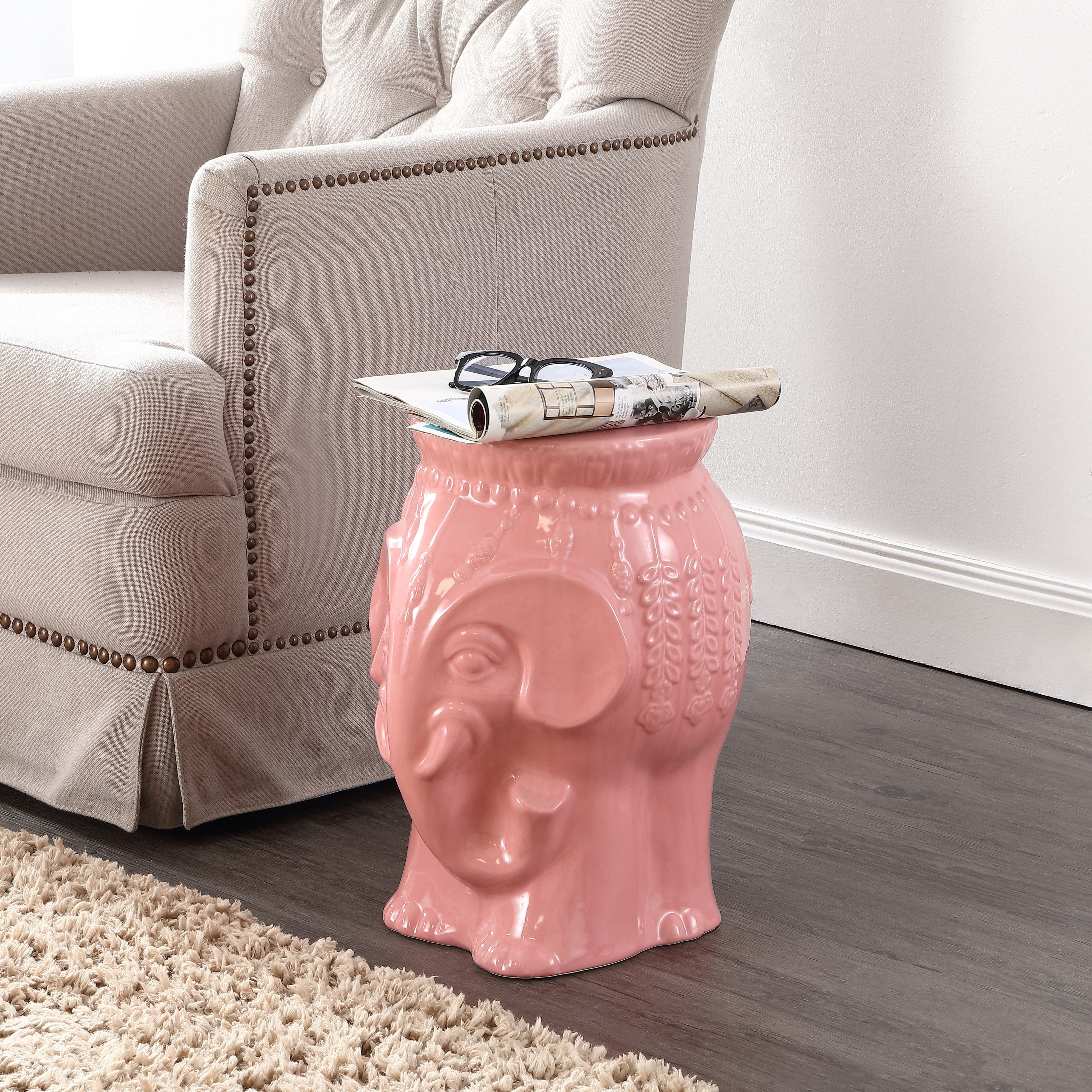 Orla Bohemian Elephant Ceramic Garden Stool