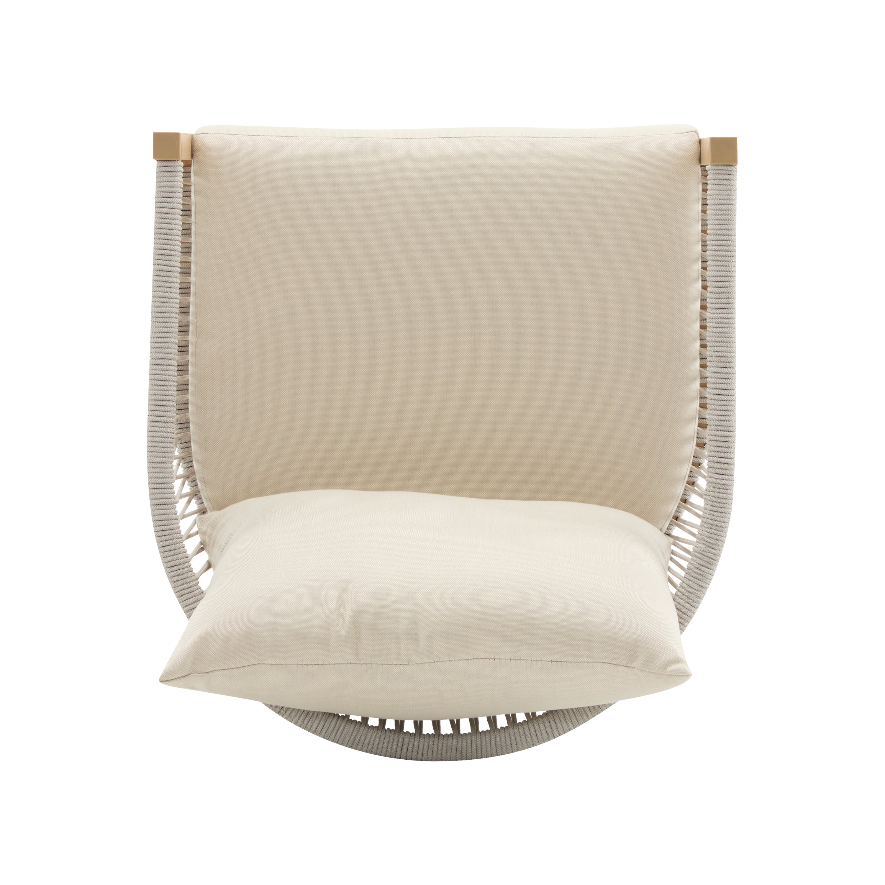 Modern Beige Curved Aluminum Lounge Chair with Stylish Rope-Weave Design and Cushioned Comfort