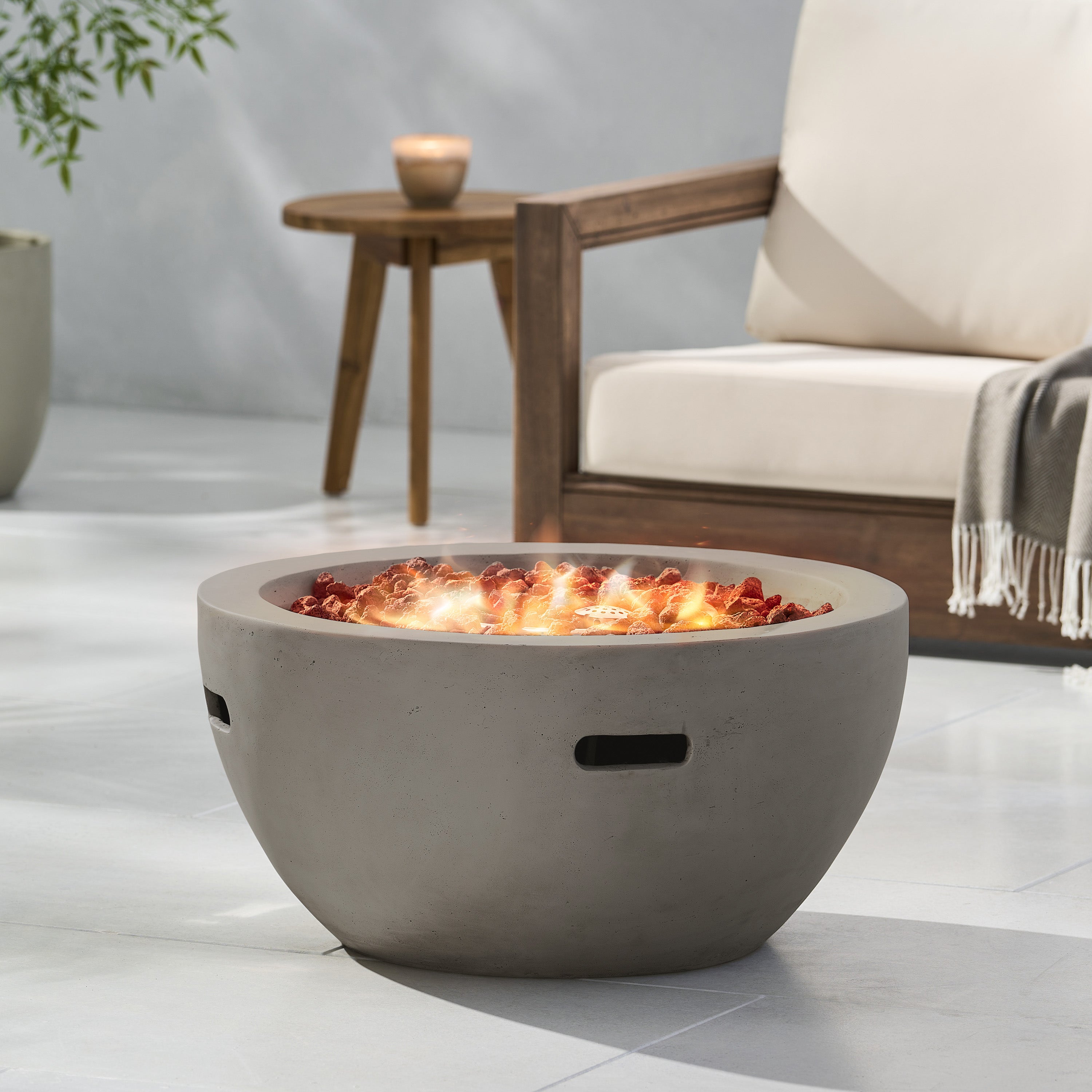 27" Bowl Shaped Propane Fire Pit, Tank Cover Not Included