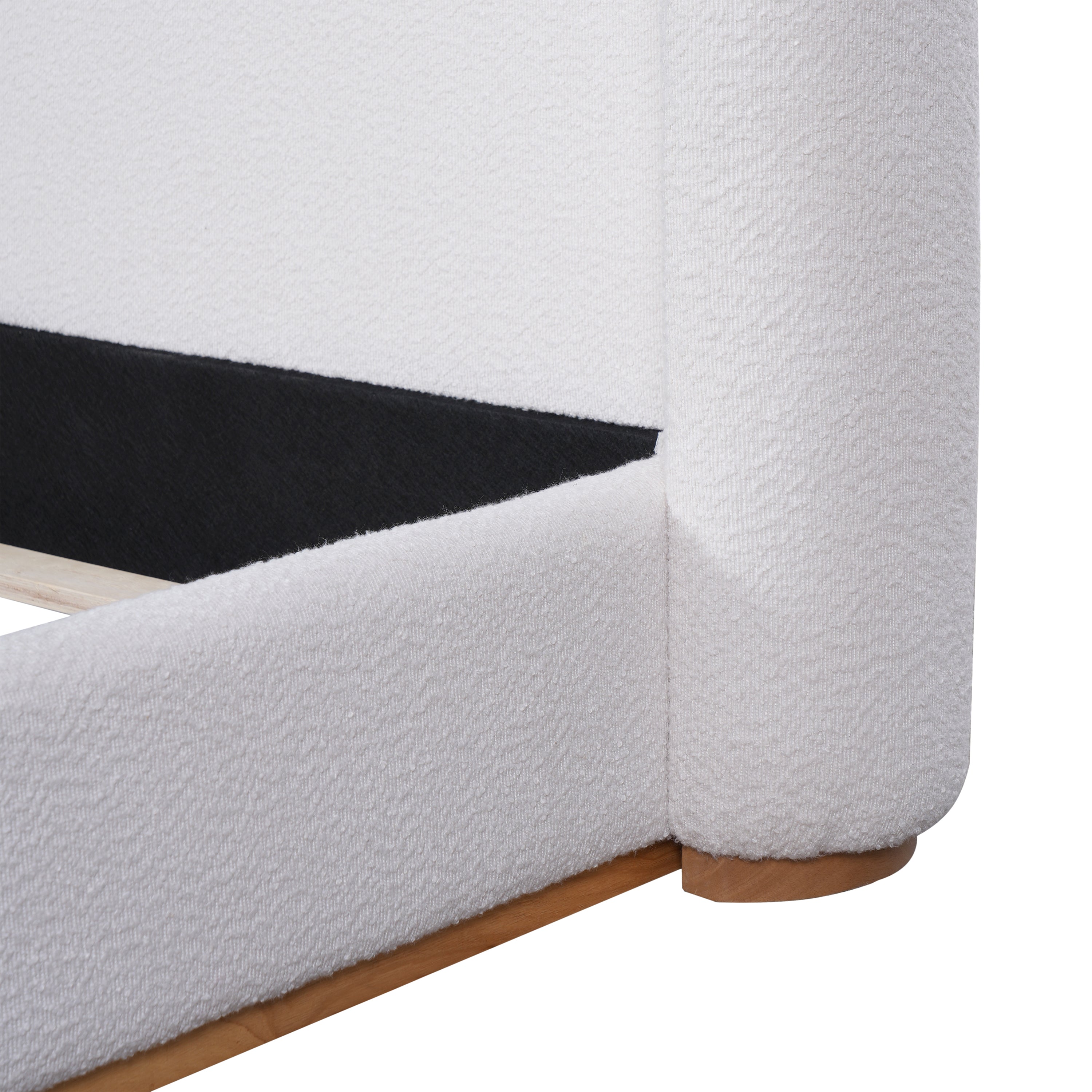 Bed Frame with Boucle Upholstered Wingback Headboard