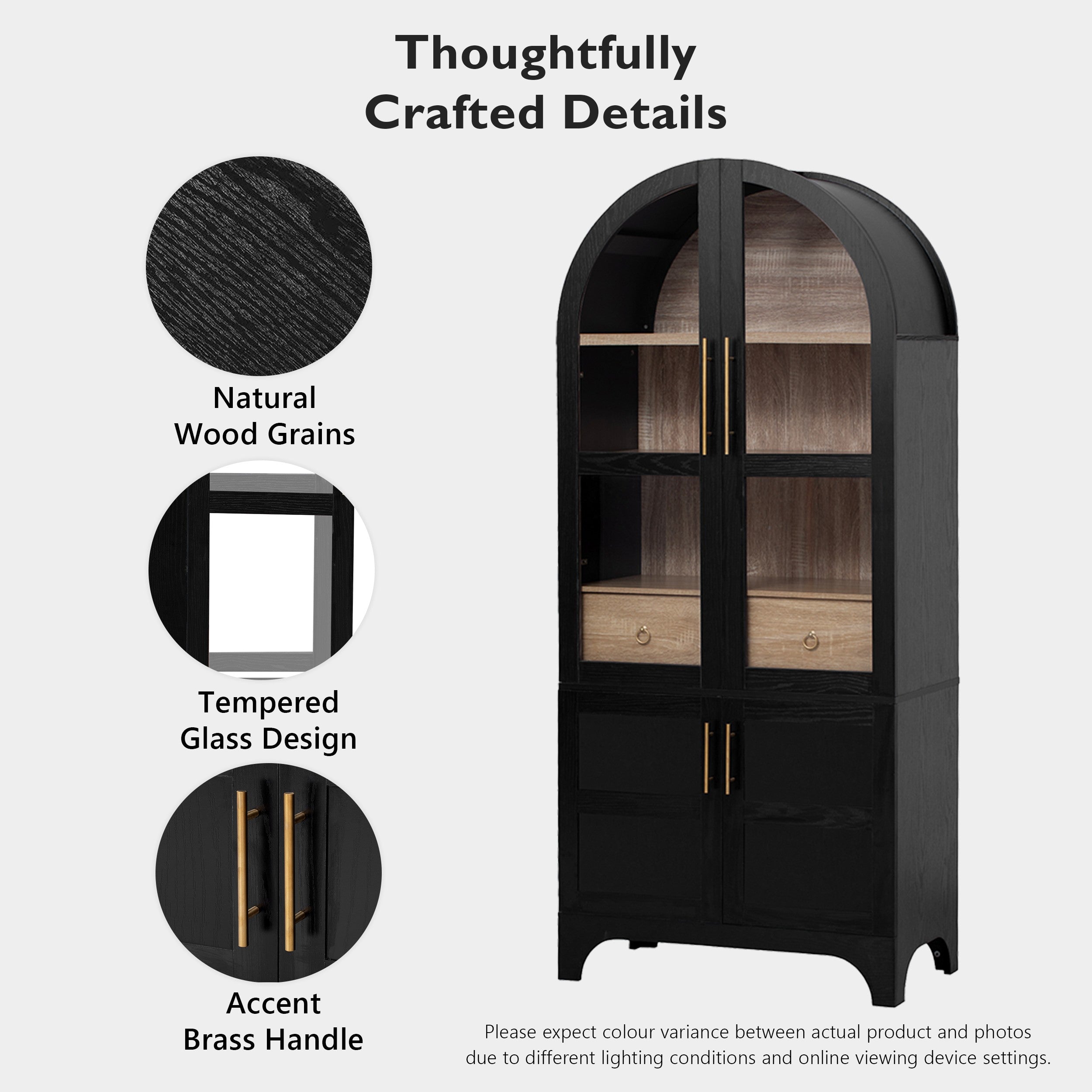 Farmhouse Kitchen Storage Cabinet with Open & Adjustable Shelves