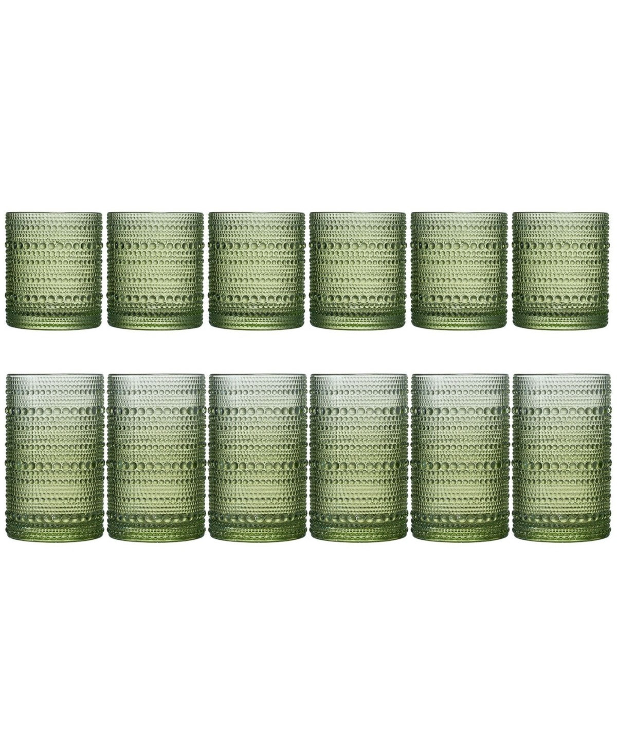 Green Hobnail Acrylic Reusable Glasses Set of 6