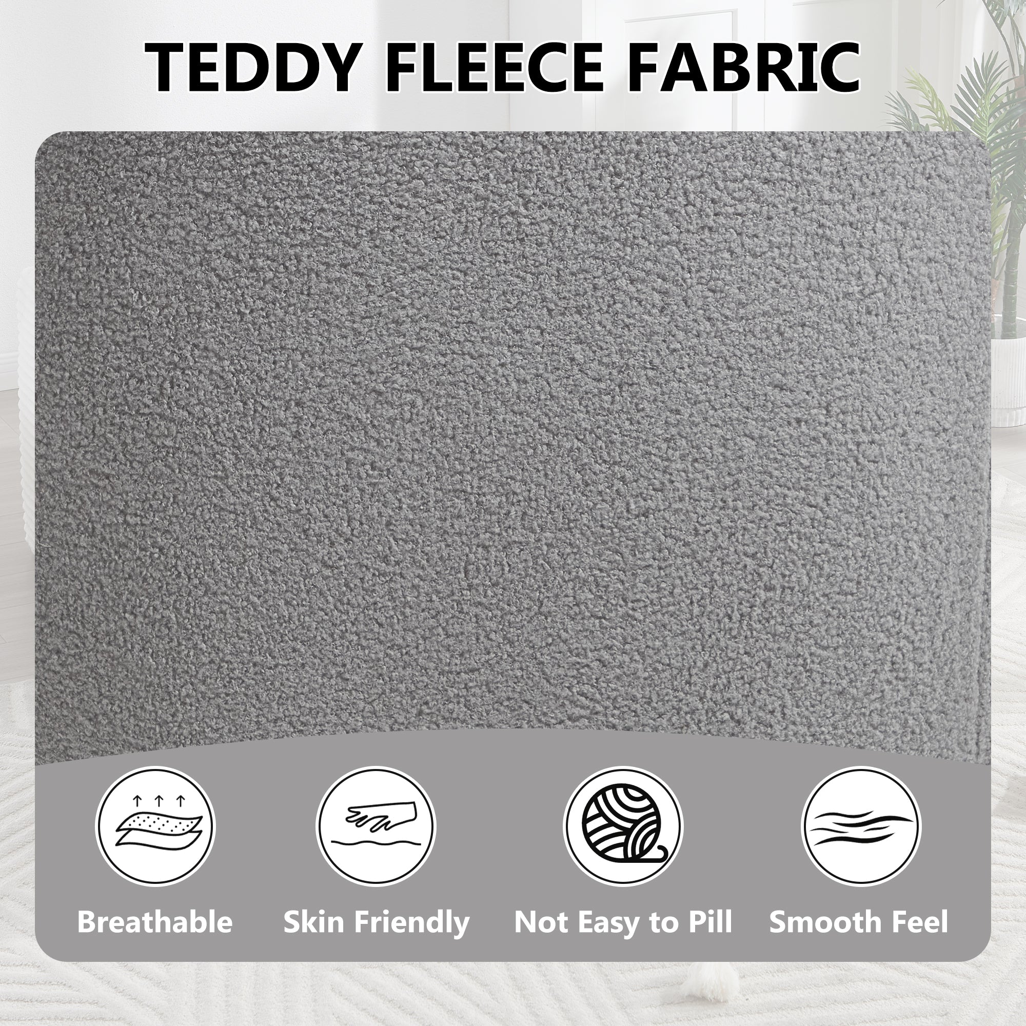 Teddy Fleece 360° Swivel Round Upholstered Comfy Accent Chair With Pillow