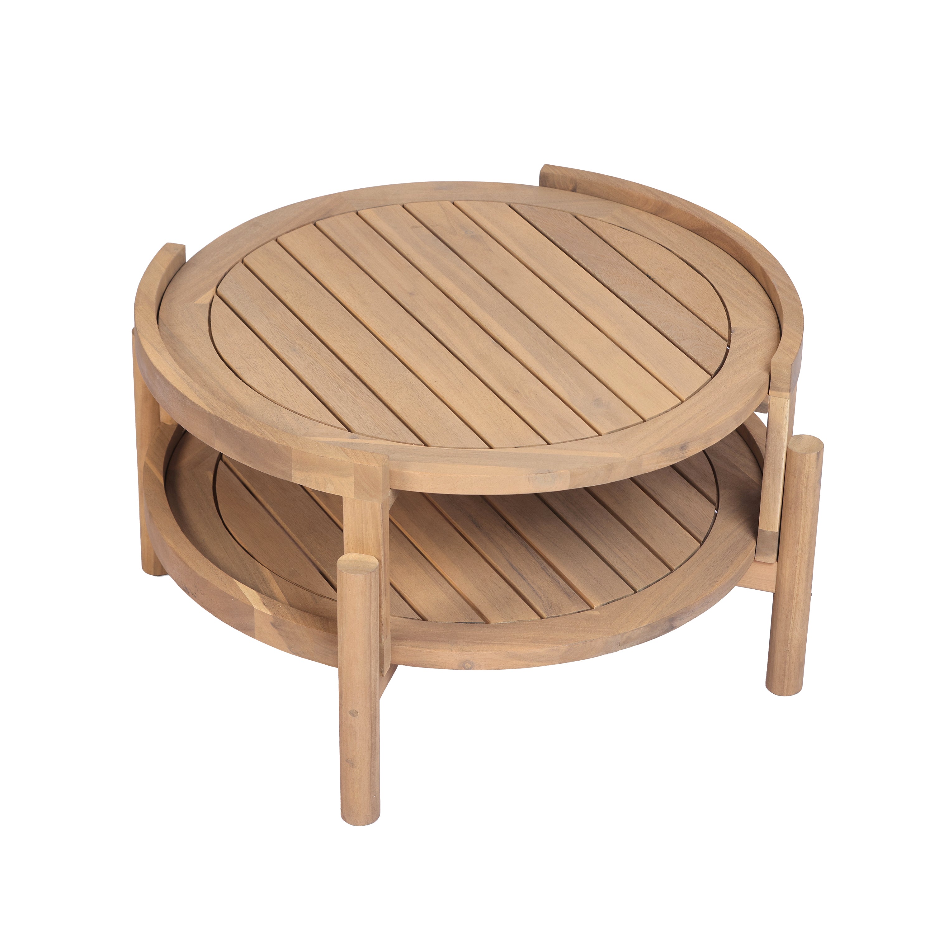 Potter Outdoor  Acacia Wood Loveseat & 2-Tier Coffee Table Set