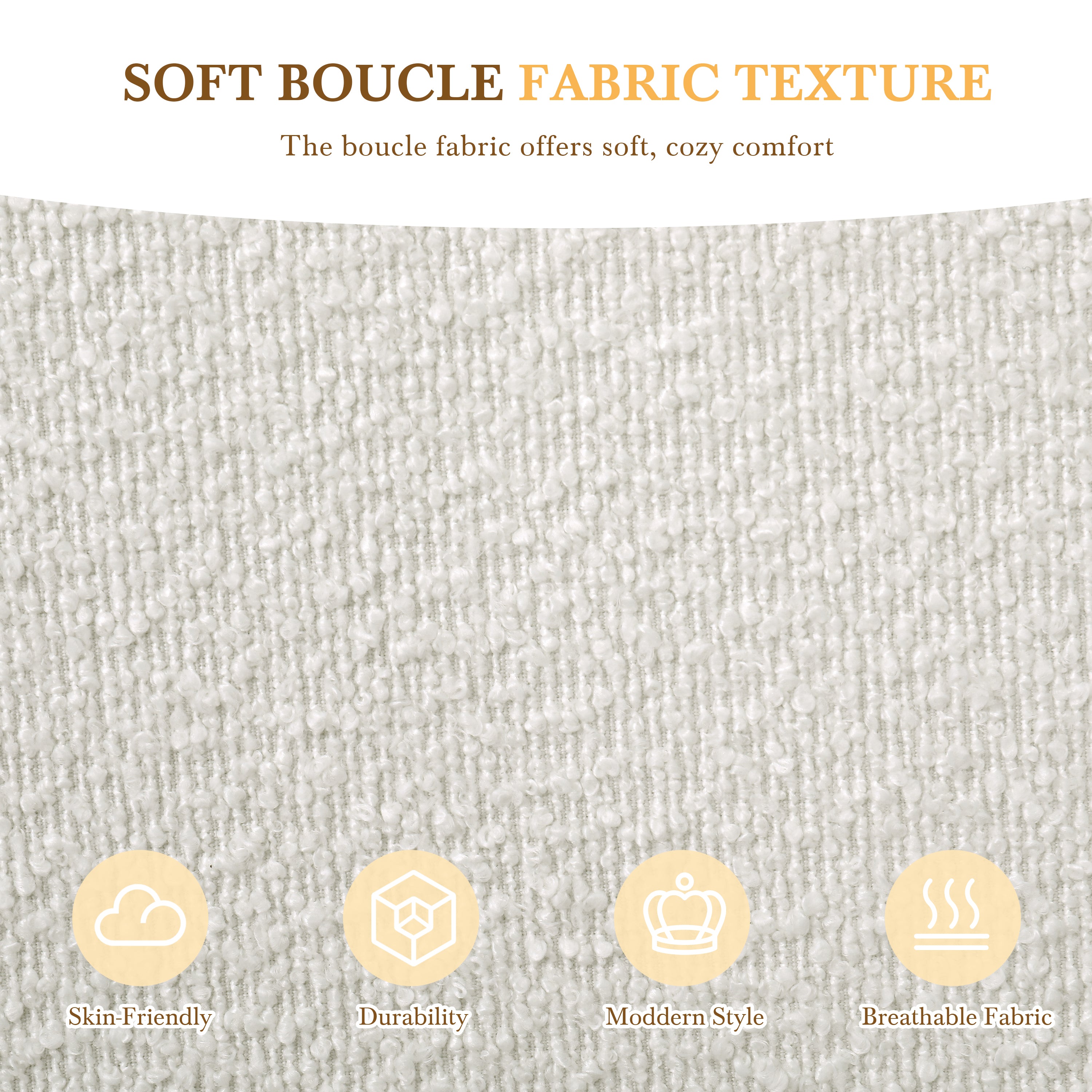 Boucle Fabric Upholstered Platform Bed