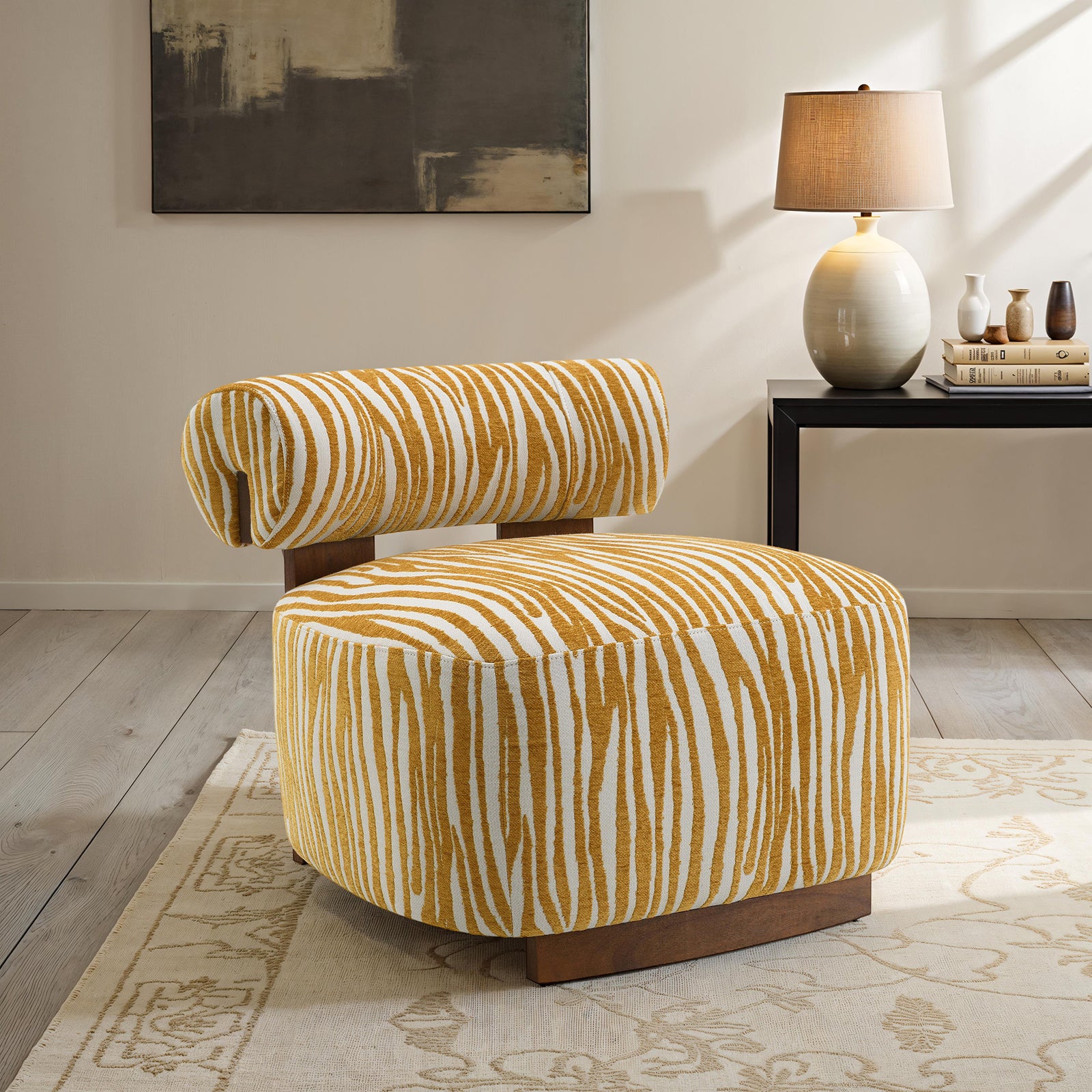 Avril Modern Zebra Stripe Accent Chair