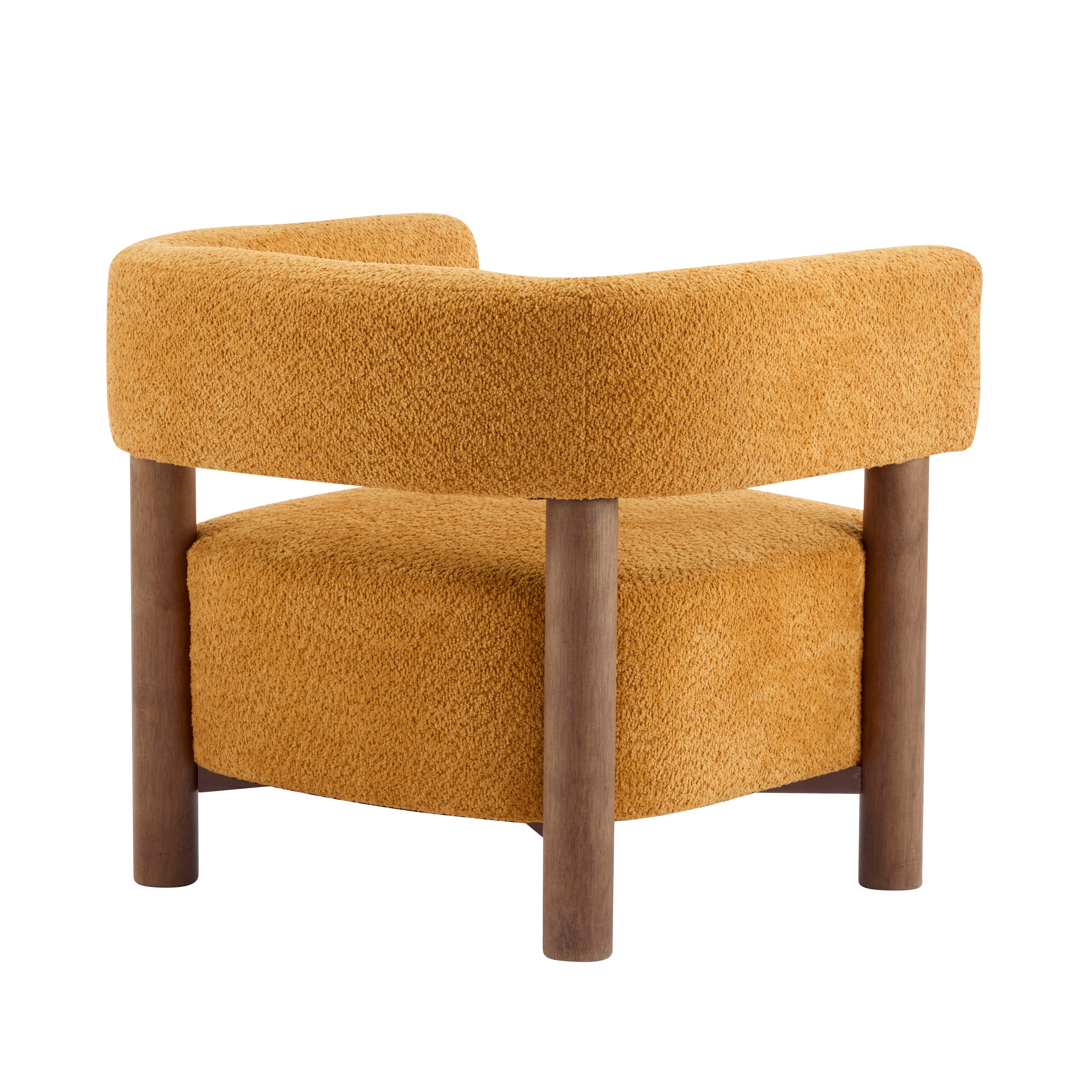 Boucle Upholstered Accent Arm Chair with Modern Wooden Frame