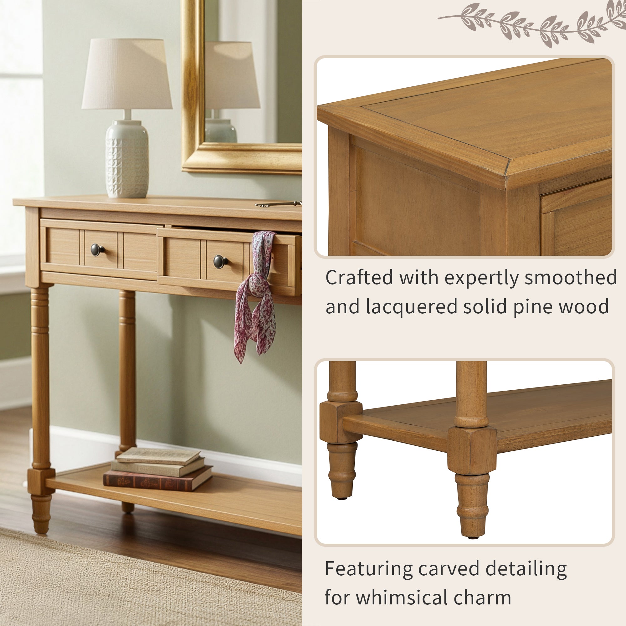 Daisy Traditional Console Table Design with Two Drawers