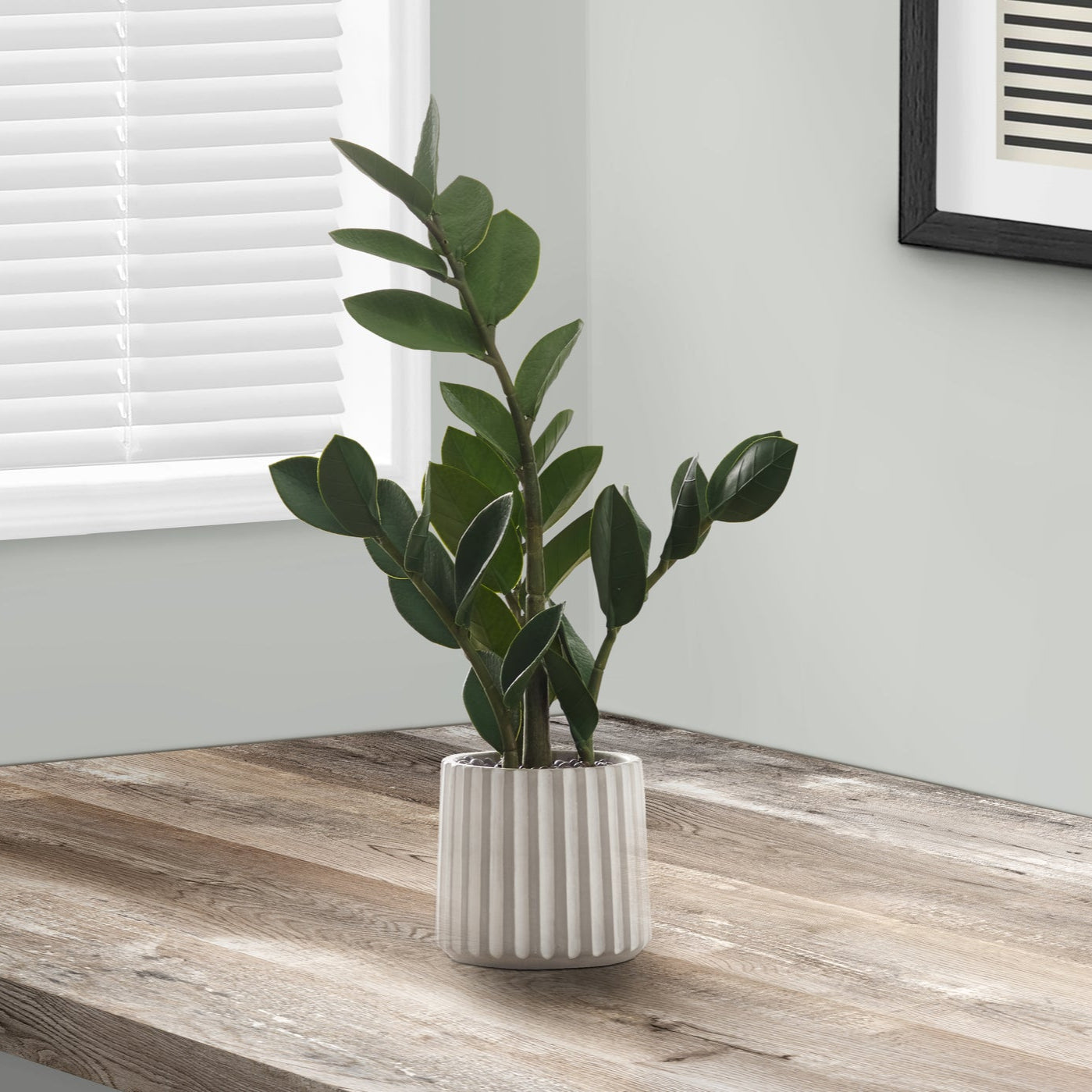 20" Tall Artificial Zz Plant with Grey Pot
