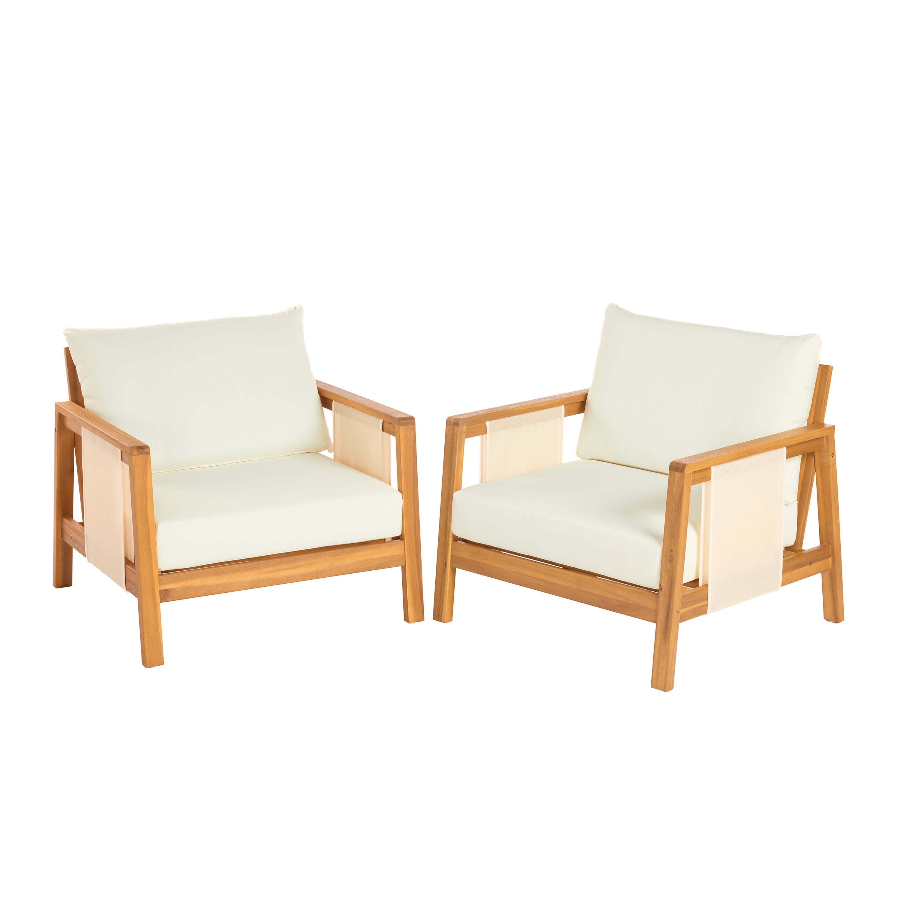 Khali Outdoor Club Chair with Acacia Wood Frame